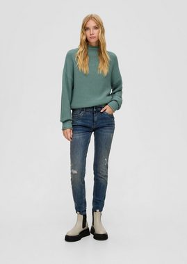 QS Stoffhose Jeans Sadie / Skinny Fit / Mid Rise / Skinny Leg Label-Patch, Destroyes