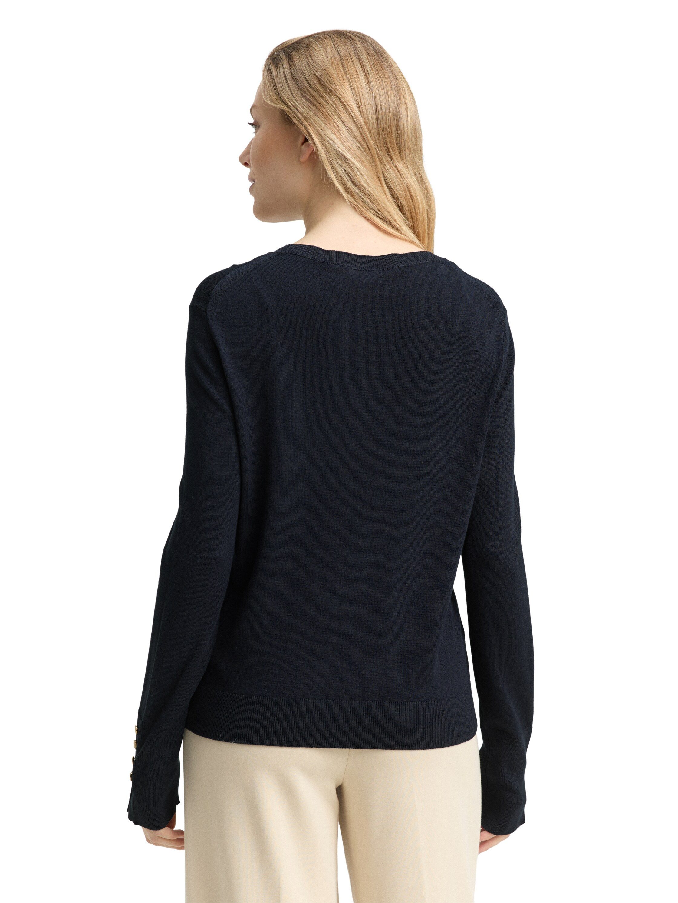 TOM TAILOR Rundhalspullover mit Knopf-Details günstig online kaufen