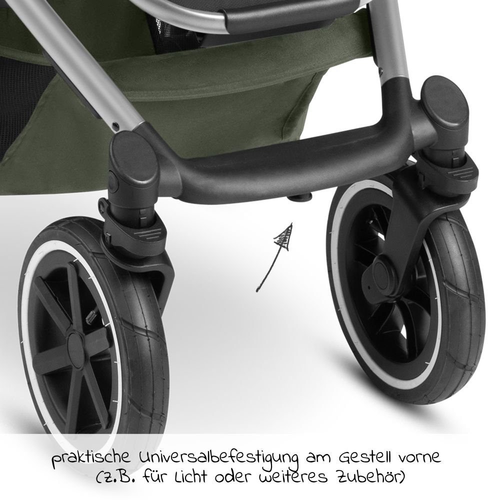 Kombi-Kinderwagen Set Design 4 Buggy Sportsitz, ABC Regenschutz Salsa 2in1 - mit Air Babywanne, Kinderwagen Olive,