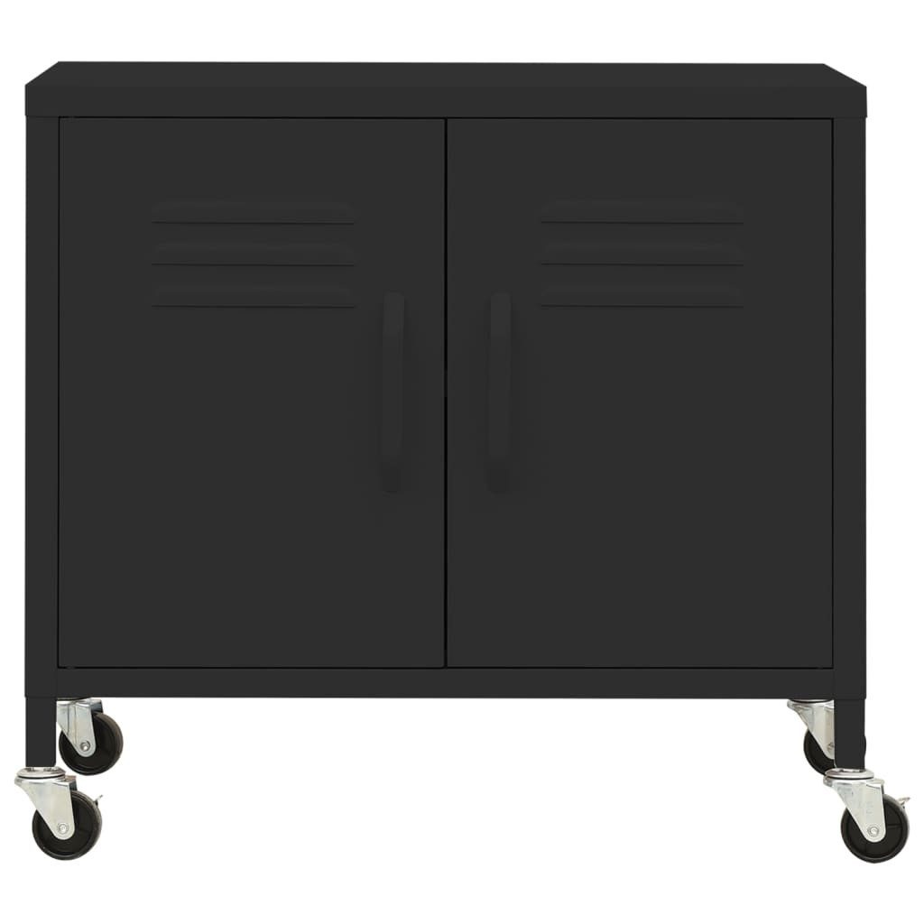 furnicato Container Stahlschrank Schwarz 60 x 35 x 56 cm mit Rollen und verstellbarem (1-St)