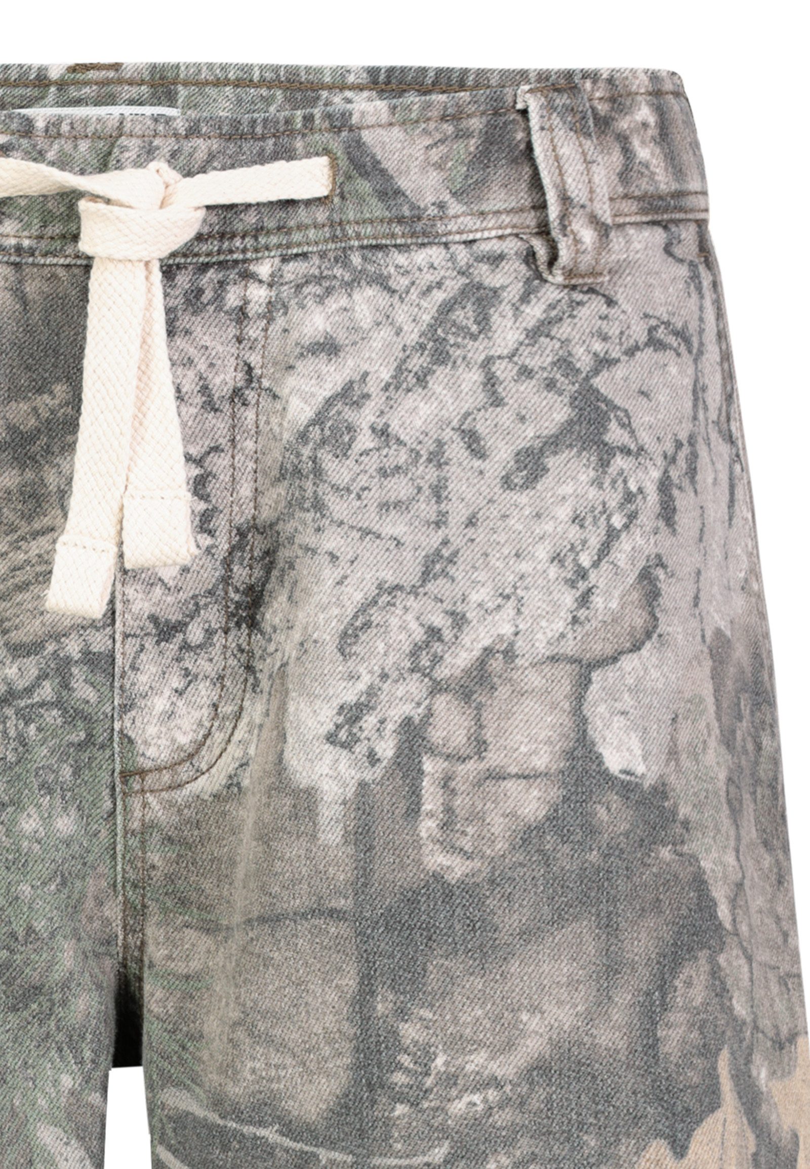 Eight2Nine Shorts Herren Baggy Shorts mit Marmor-Muster Baumwoll-Twill, Allover Muster