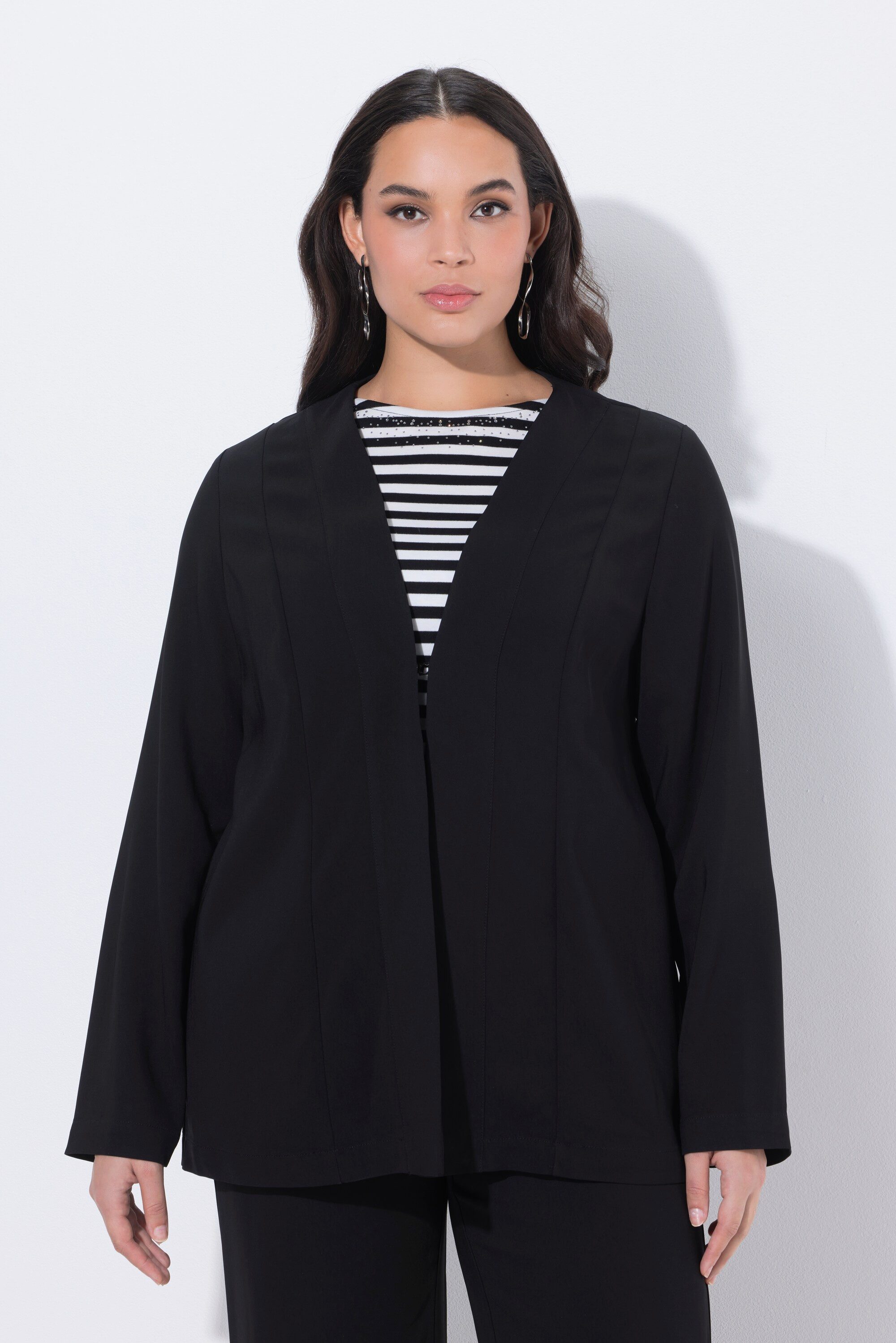 Ulla Popken Sommerjacke Jacke Schalkragen offene Form Langarm günstig online kaufen