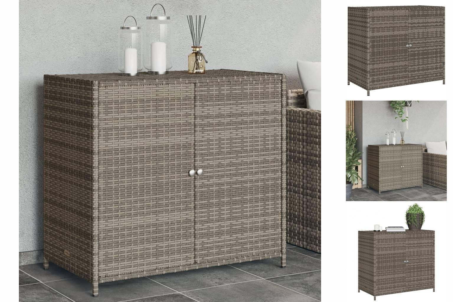 vidaXL Auflagenbox Gartenschrank Grau 83x45x76 cm Polyrattan