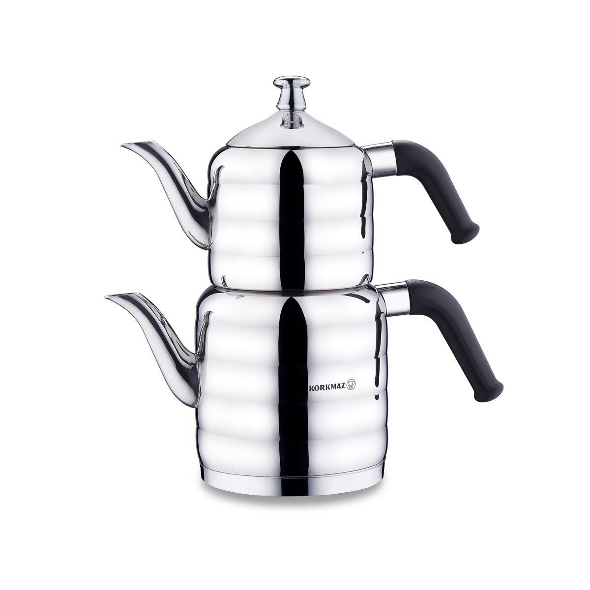 Korkmaz Caydanlik-Teekanne Mina Midi A035, 2.4 l, (2-St), 0,8L/1,6L, aus hochwertigem 18/10-Edelstahl