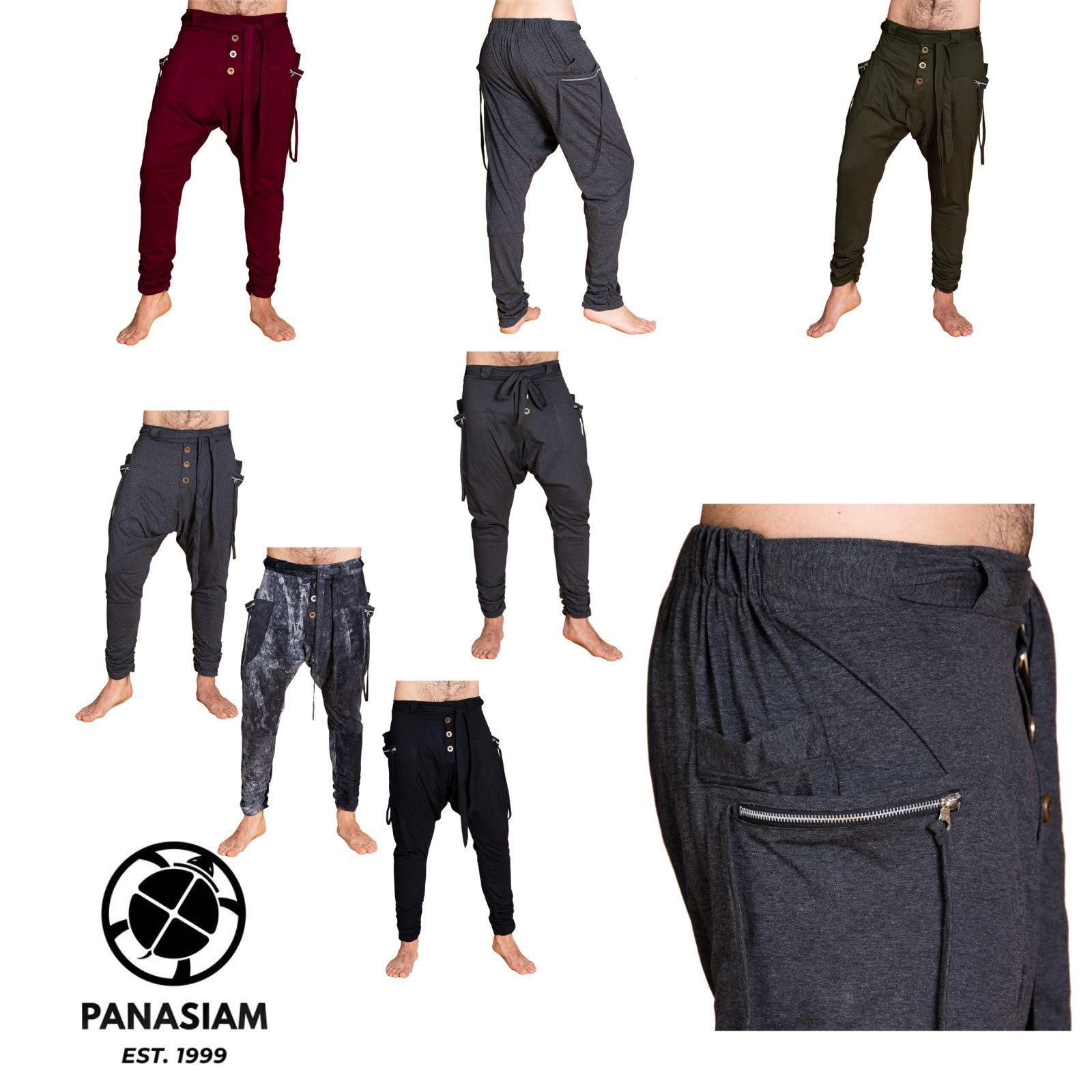 Haremshose Baggy Pants locker-luftige Hose mit tiefem Schritt Pumphose Pluderhose