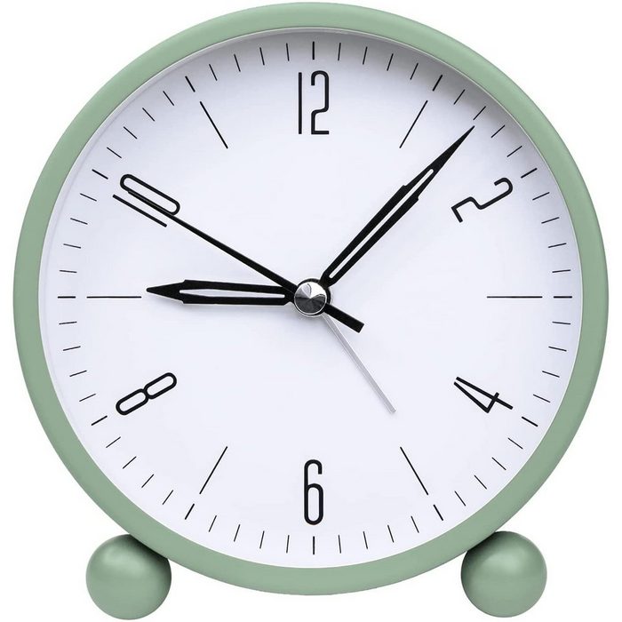 Housruse Wecker Wecker Analog 4 Zoll Wecker ohne Ticken Alarm Clock mit warmem Nachtlicht