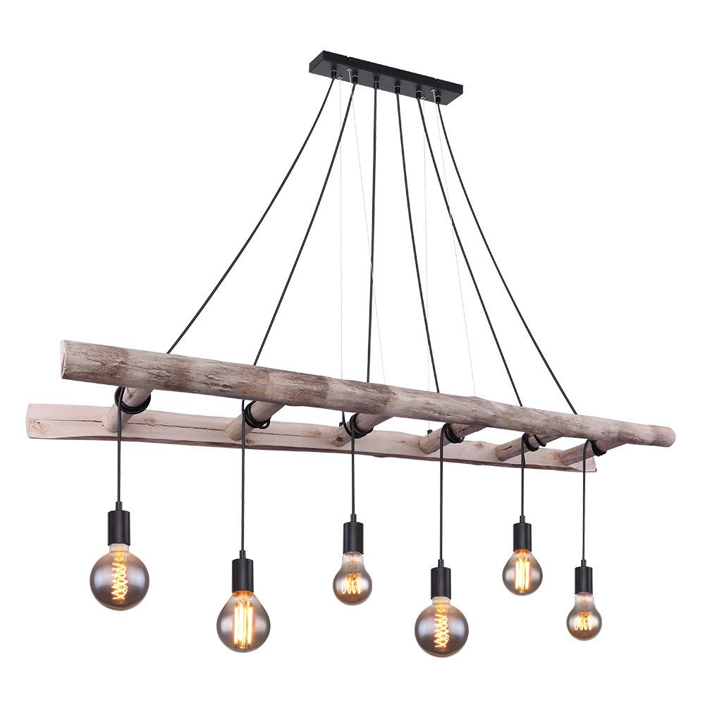 GLOBO LIGHTING Hängeleuchte, Leuchtmittel nicht inklusive, Hängeleuchte Holzleiter Esszimmerleuchte Landhausstil Hängelampe Holz