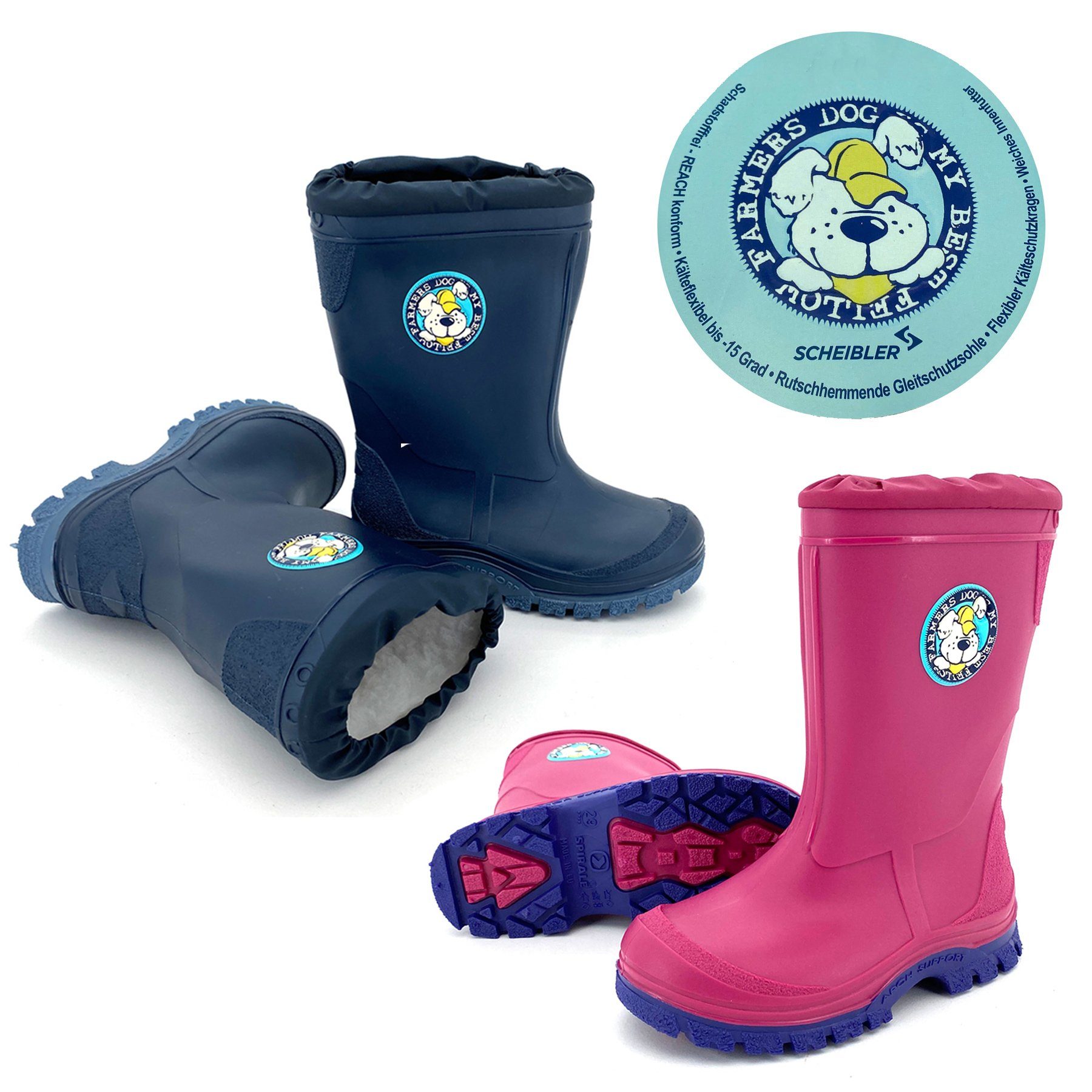 heimtexland Premium Kinder Gummistiefel gefüttert Regenstiefel Gummistiefel (Typ880) Arch Support Sohle I rosa Gr. 28