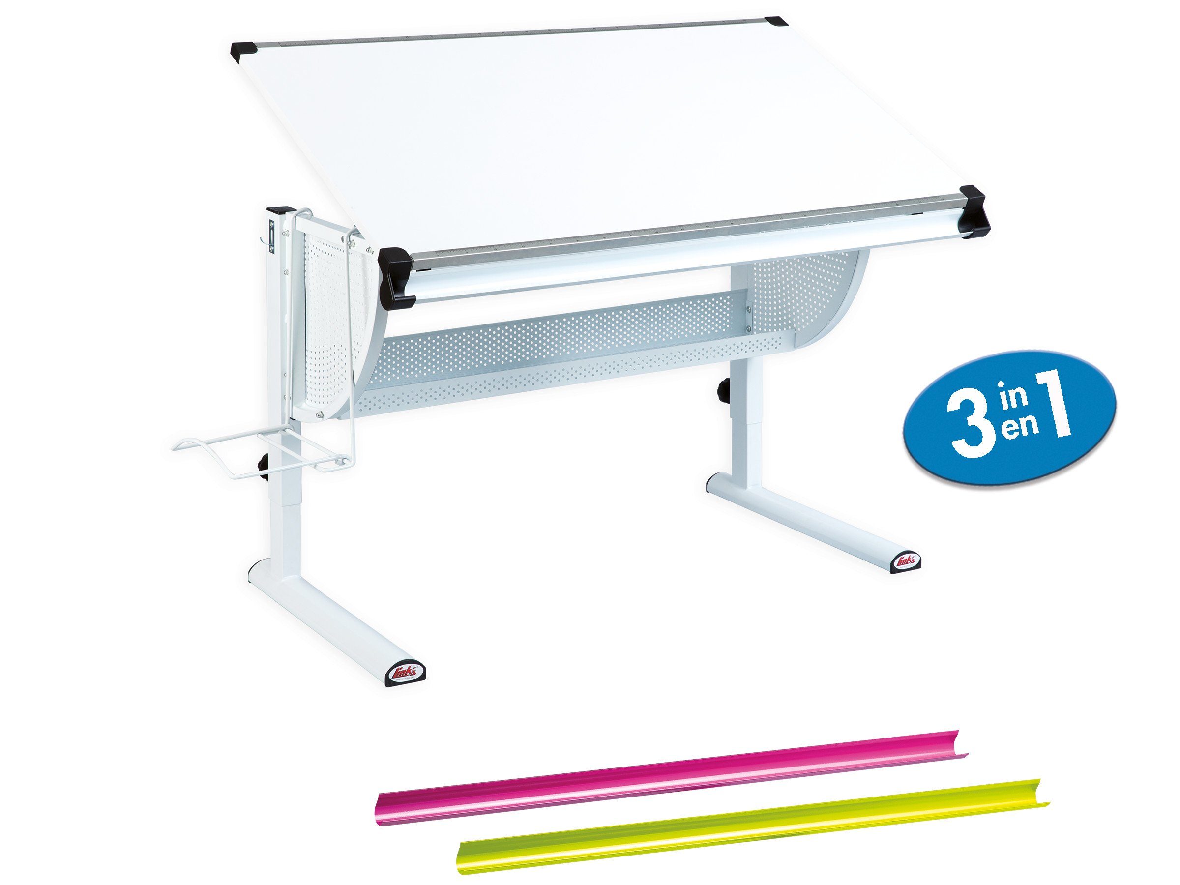 ebuy24 Schreibtisch Matkan Schreibtisch weiss/pink/grün. weiss