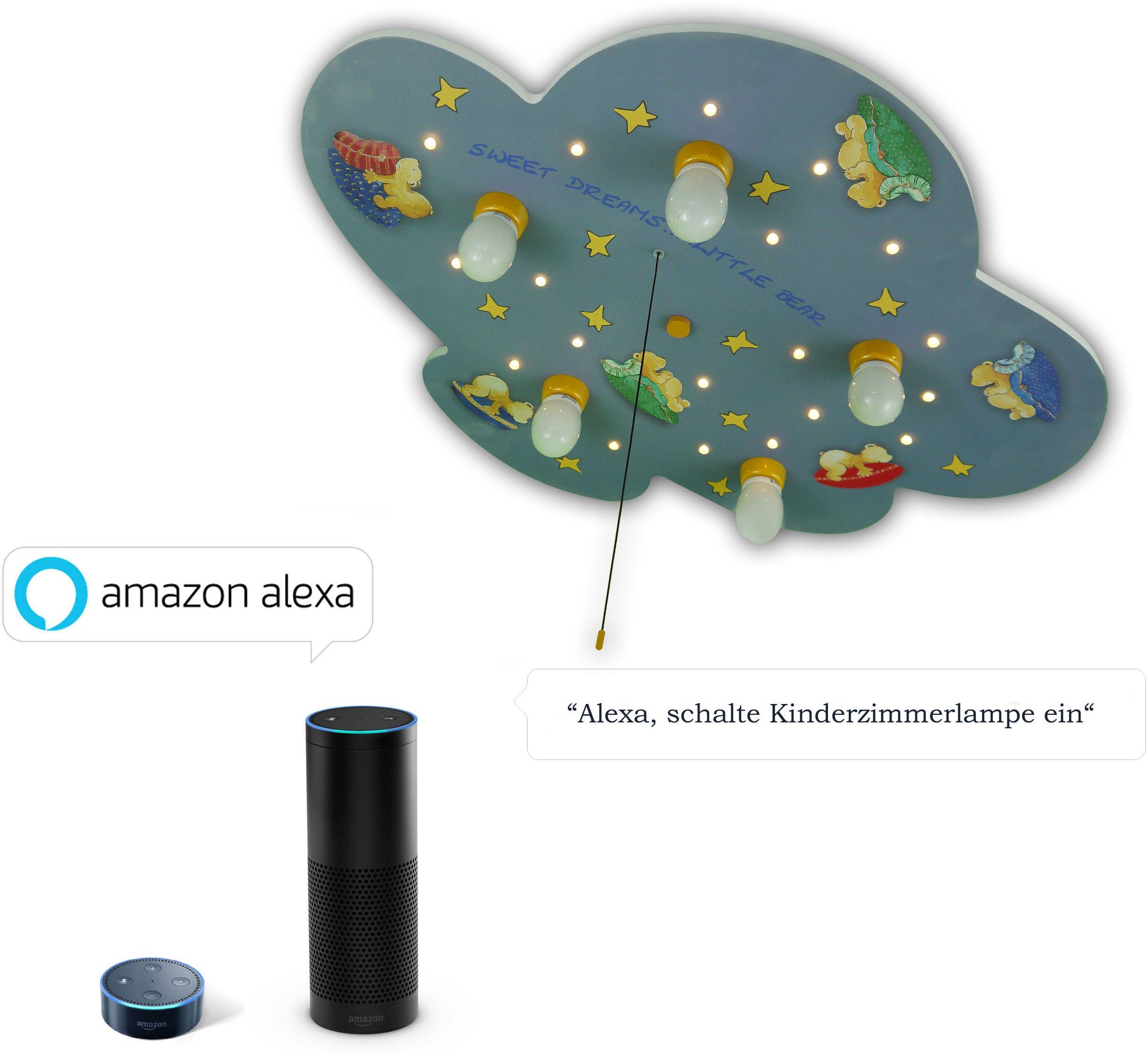 niermann Deckenleuchte Wolke Bärchen, Bärchen Alexa 'Amazon Deckenleuchte Wolke Leuchtmittel, kompatibel' ohne