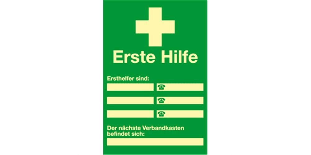 Hinweisschild Ersthelfer Verzeichnis zur Selbstbeschriftung, Kombischild