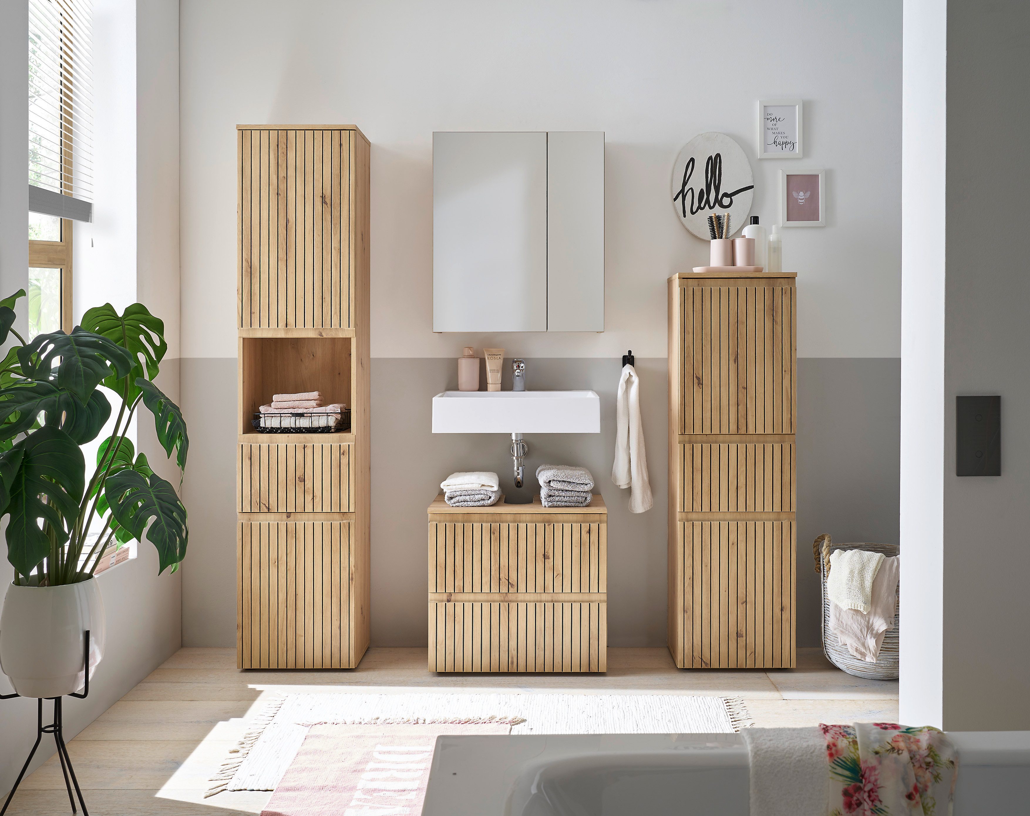 BASIC by Balculina Badmöbel-Set Austin, (4-St), Gesamtbreite 200 cm, 4-tlg., Soft-Close-Funktion