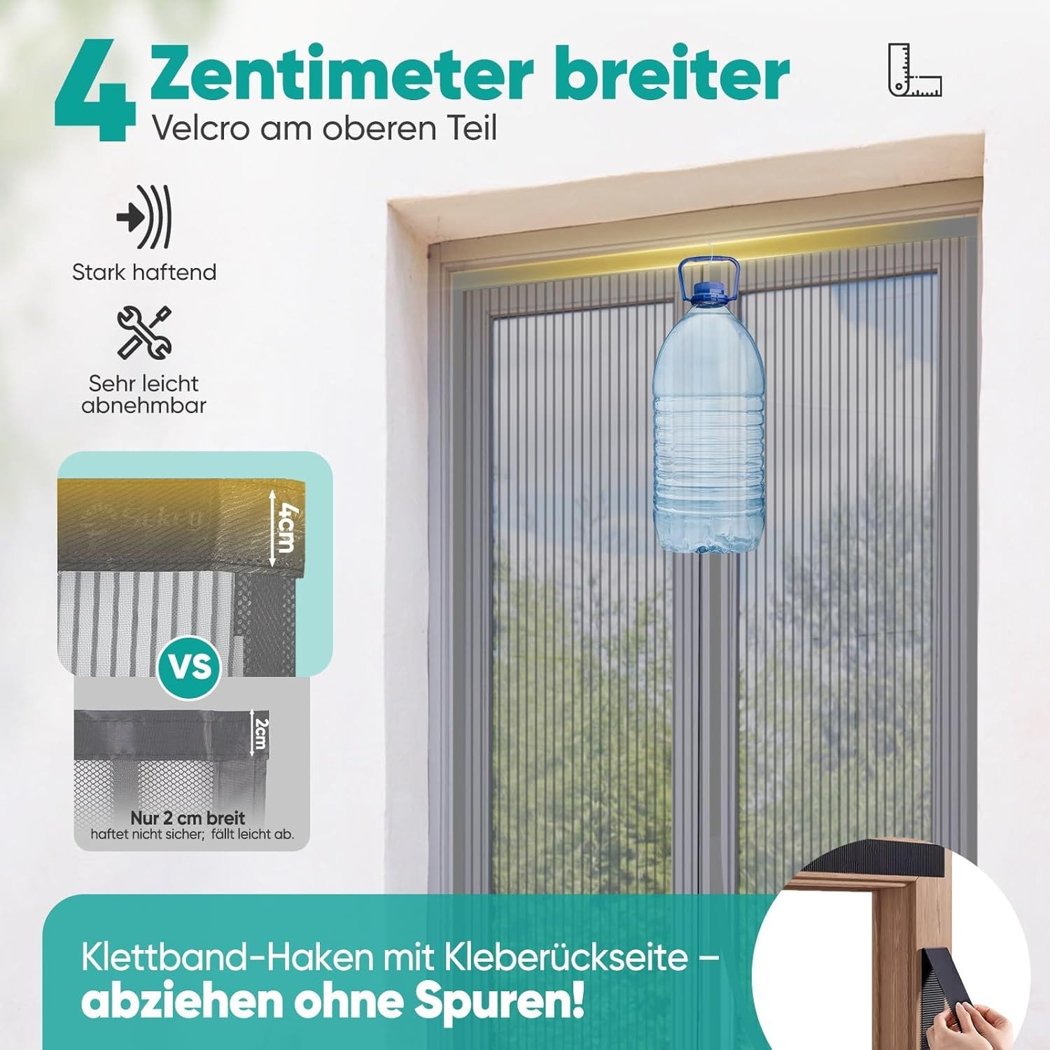 Sekey Insektenschutz-Tür Fliegengitter Türvorhang für Balkontür katzensicher, ohne Bohren, langlebig, geruchsfrei – Insektenschutz
