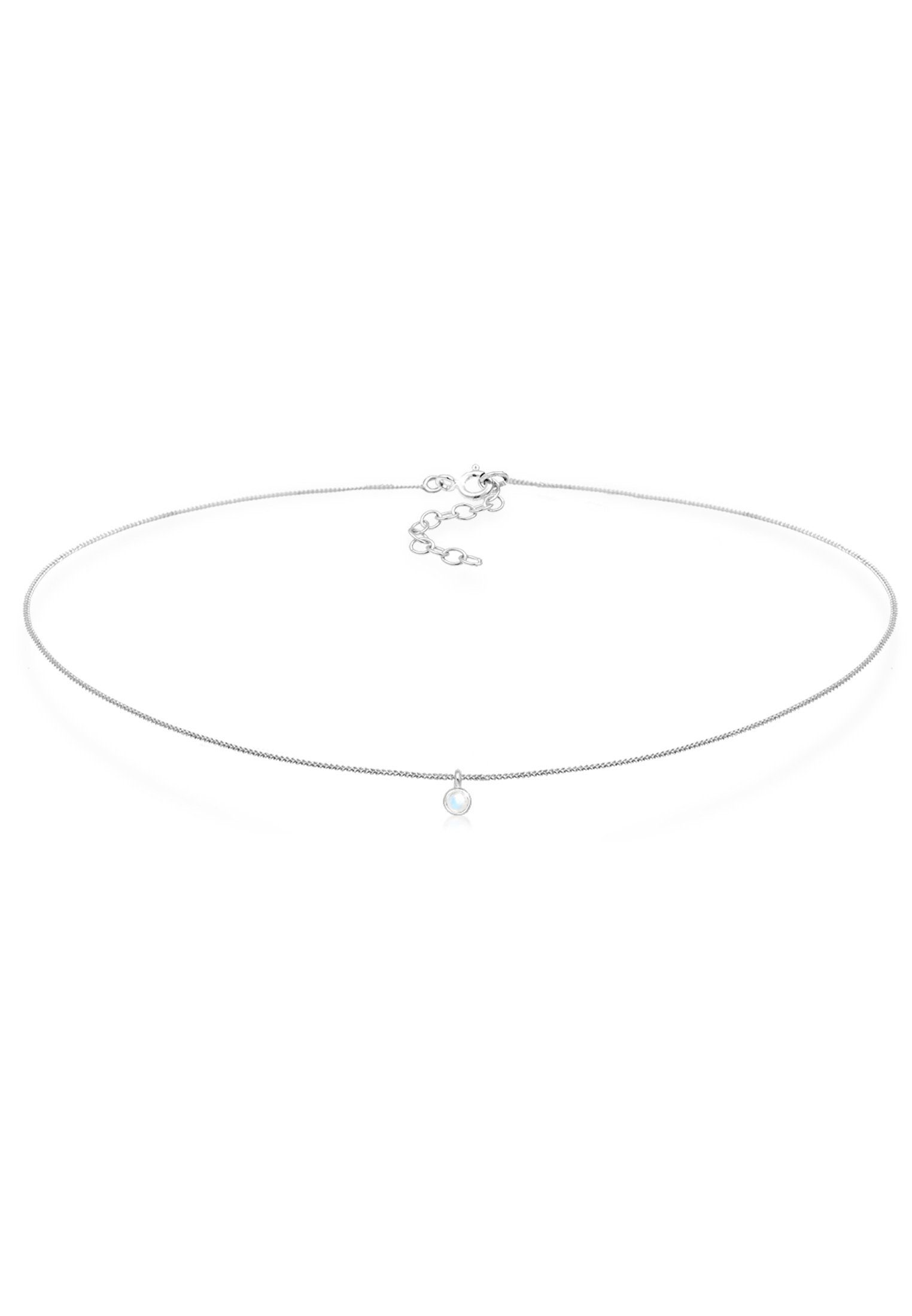 Elli Collier Choker mit Anhänger Mondstein Rund 925 Silber günstig online kaufen
