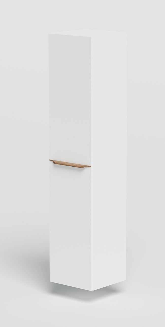 welltime Hochschrank Amber mit Holzgriff, Innenschublade aus massiver Eiche, Softclose