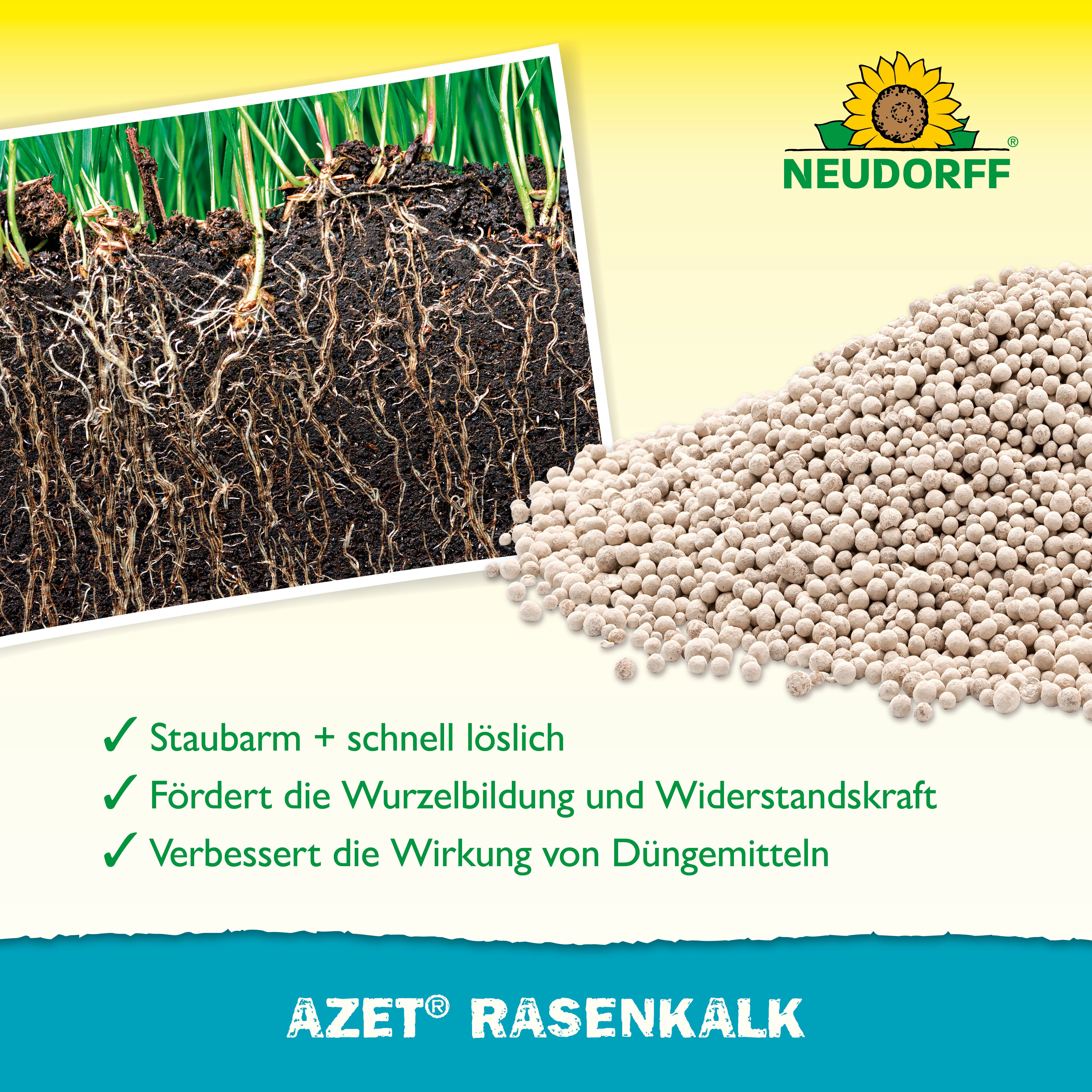 Neudorff Rasenkalk Azet RasenKalk 20 kg, Staubarm & schnell löslich für eine einfache Ausbringung, Mit Calcium, Magnesium & lebenden Mikroorganismen, Mit Calciu – Bild 4 von 5