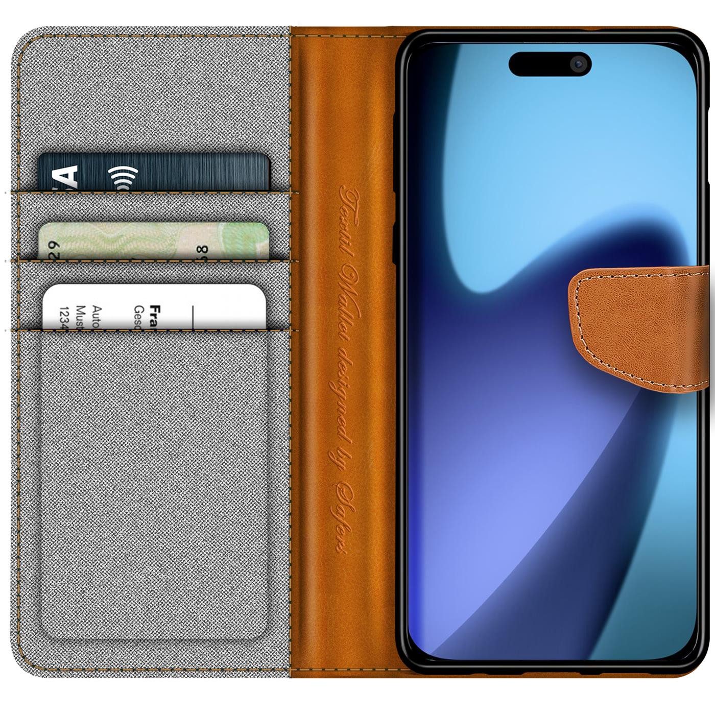 CoolGadget Handyhülle Denim Schutzhülle Flip Case für Apple iPhone 17 6,3 Zoll, Book Cover Handy Tasche Hülle für iPhone 17 Klapphülle