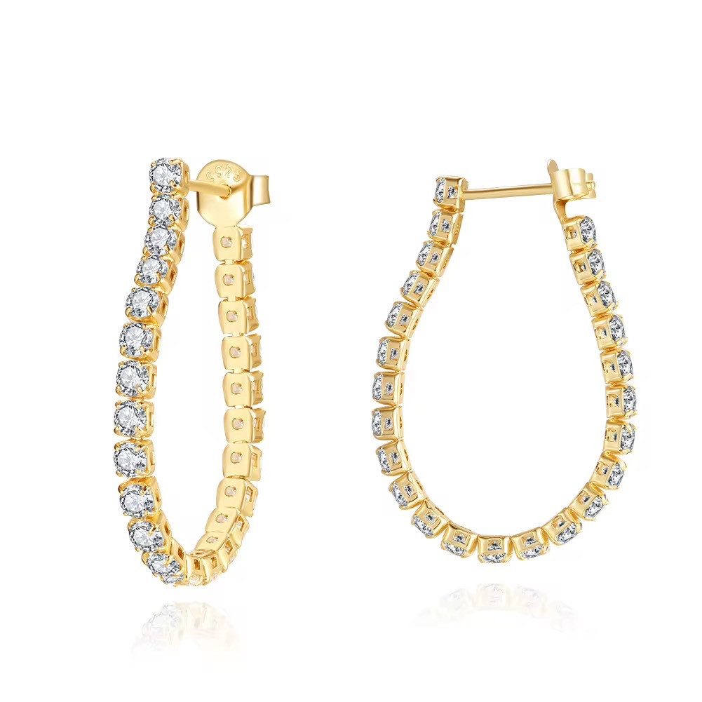 ROUGEMONT Creolen-Set Funkelnde Tennis Zirkonia Damen Creolen Ohrringe 925 Sterling Silber, Hypoallergen