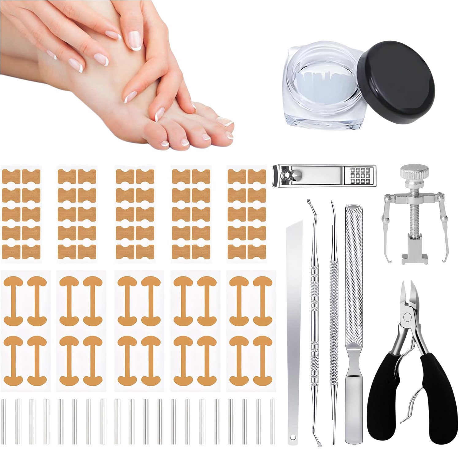 Refttenw Maniküre-Pediküre-Set Eingewachsene Zehennägel Set,Zehennagel Korrektur Patch,18 Stück, 18-tlg.