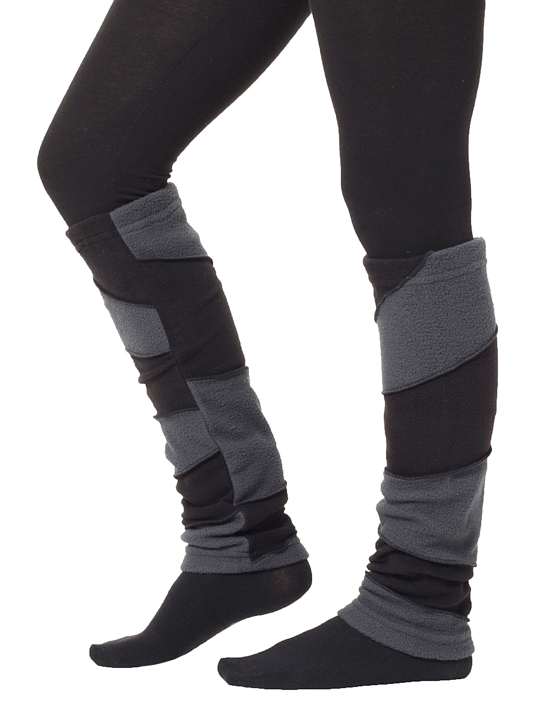 PUREWONDER Beinstulpen zweifarbig lw27 Einheitsgröße (1 Paar) Schwarz Stulpen Fleece aus