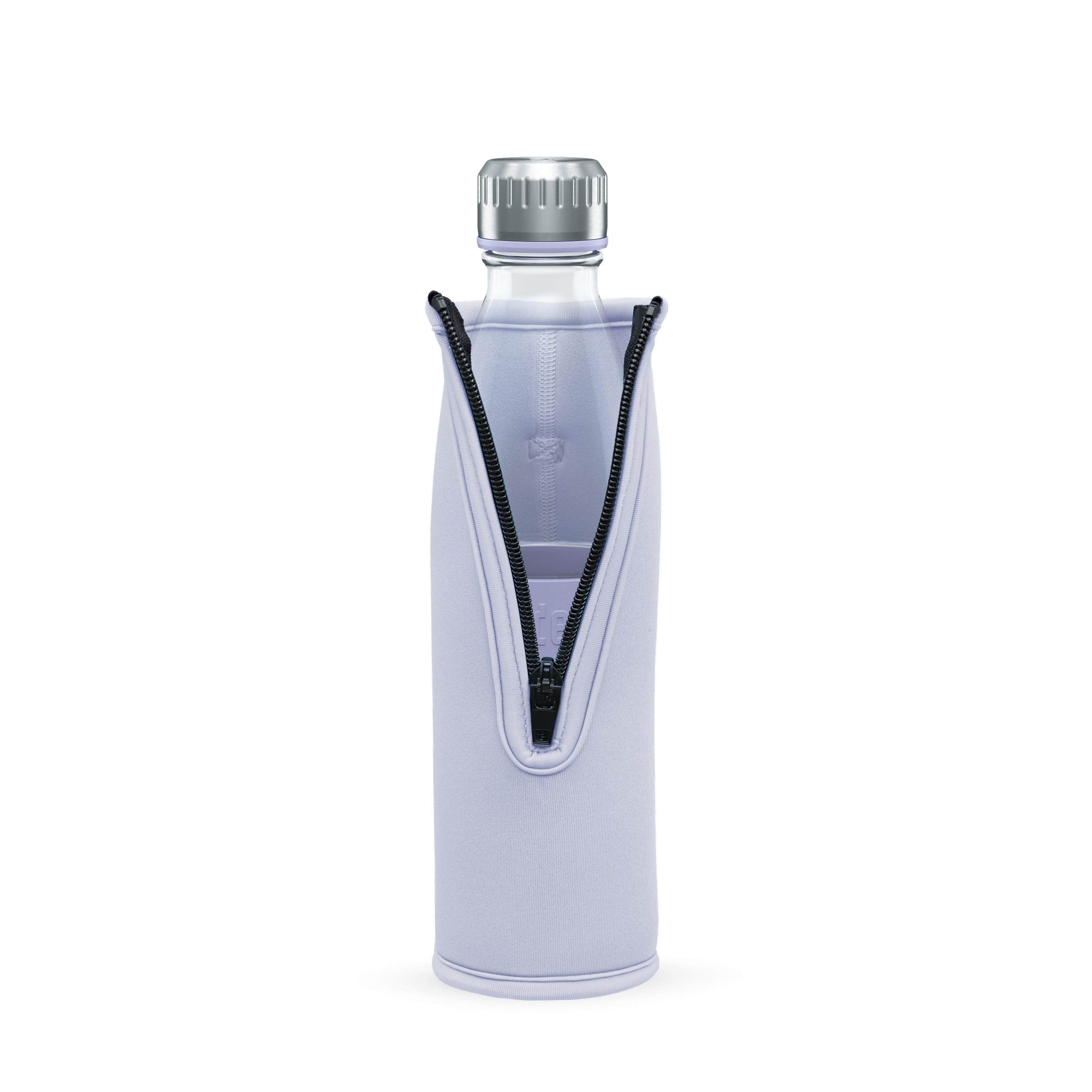 boddels Trinkflasche aus Lavendelblau DREE auslaufsicher, Flasche Glas 650ml, doppelwandig, bruchfest