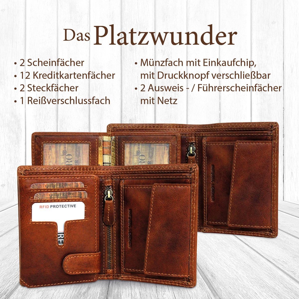 Corno d´Oro Geldbörse Herren aus Leder mit RFID - Handmade Geldbeutel mit 1 günstig online kaufen