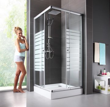 welltime Eckdusche Trento Banda, BxT: 90x90 cm, Sicherheitsglas, mit variablem Verstellbereich, Duschabtrennung mit Schiebetüren