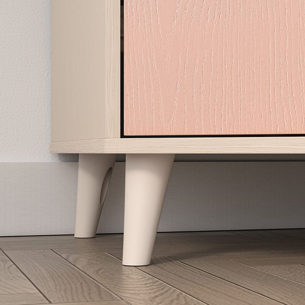 Lomadox Eckschrank MODICA-131 in sandbeige mit rosa, fühlbare Struktur, Softlcose, 2-türig