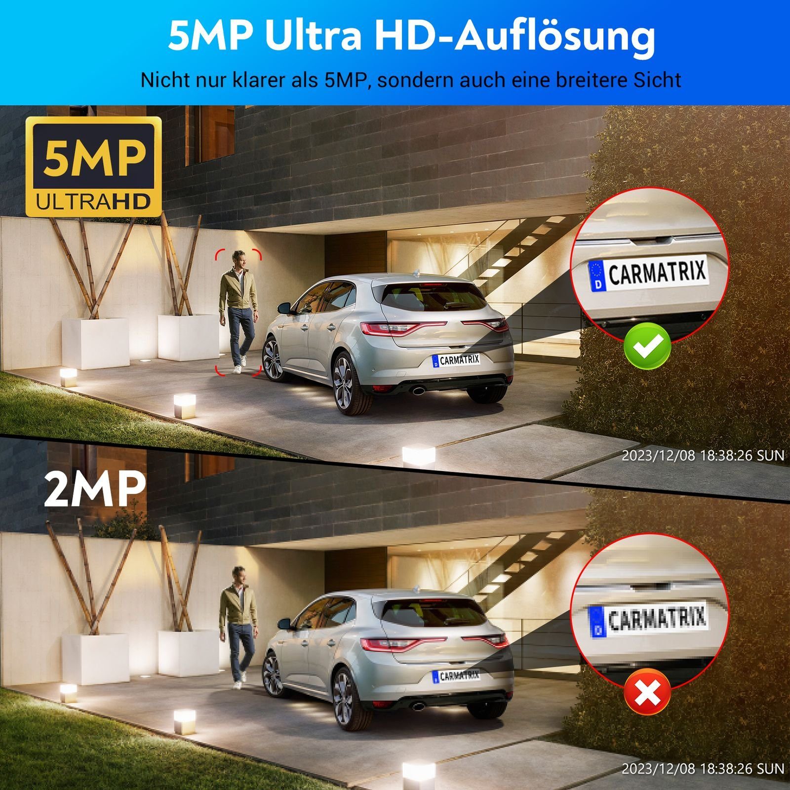 LUVISION Überwachungskamera (Außen- und Innenbereich, 4-tlg., WLAN Funk Überwachungssystem 4 x IP Überwachungskamera Mikrofon, Cloud, Audio, 10 Kanal NVR, Smarte farbige Nachtsicht)