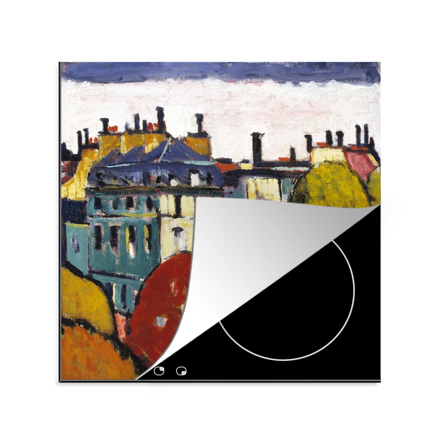 MuchoWow Herdblende-/Abdeckplatte Landschaft, Paris - Henry Lyman Saÿen, Vinyl, (1 tlg), 78x78 cm, Ceranfeldabdeckung, Arbeitsplatte für küche