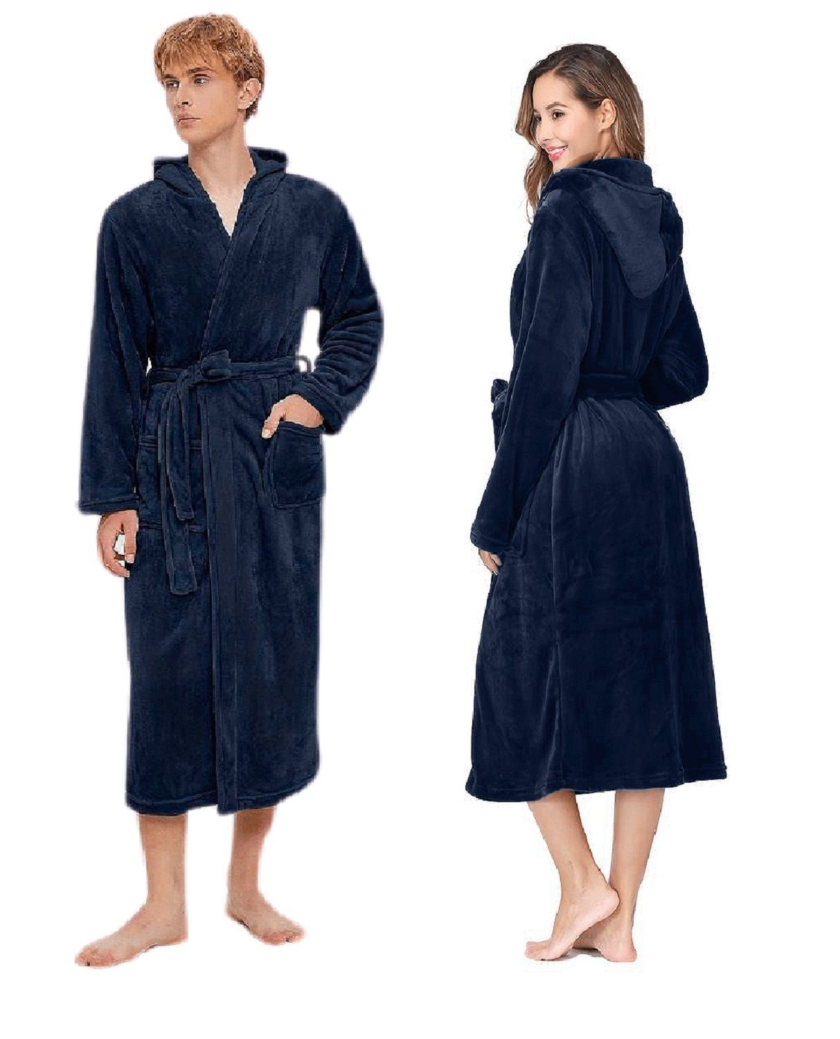 Rungassi Unisex-Bademantel Fleece Unisex Bademantel Morgenmantel günstig online kaufen