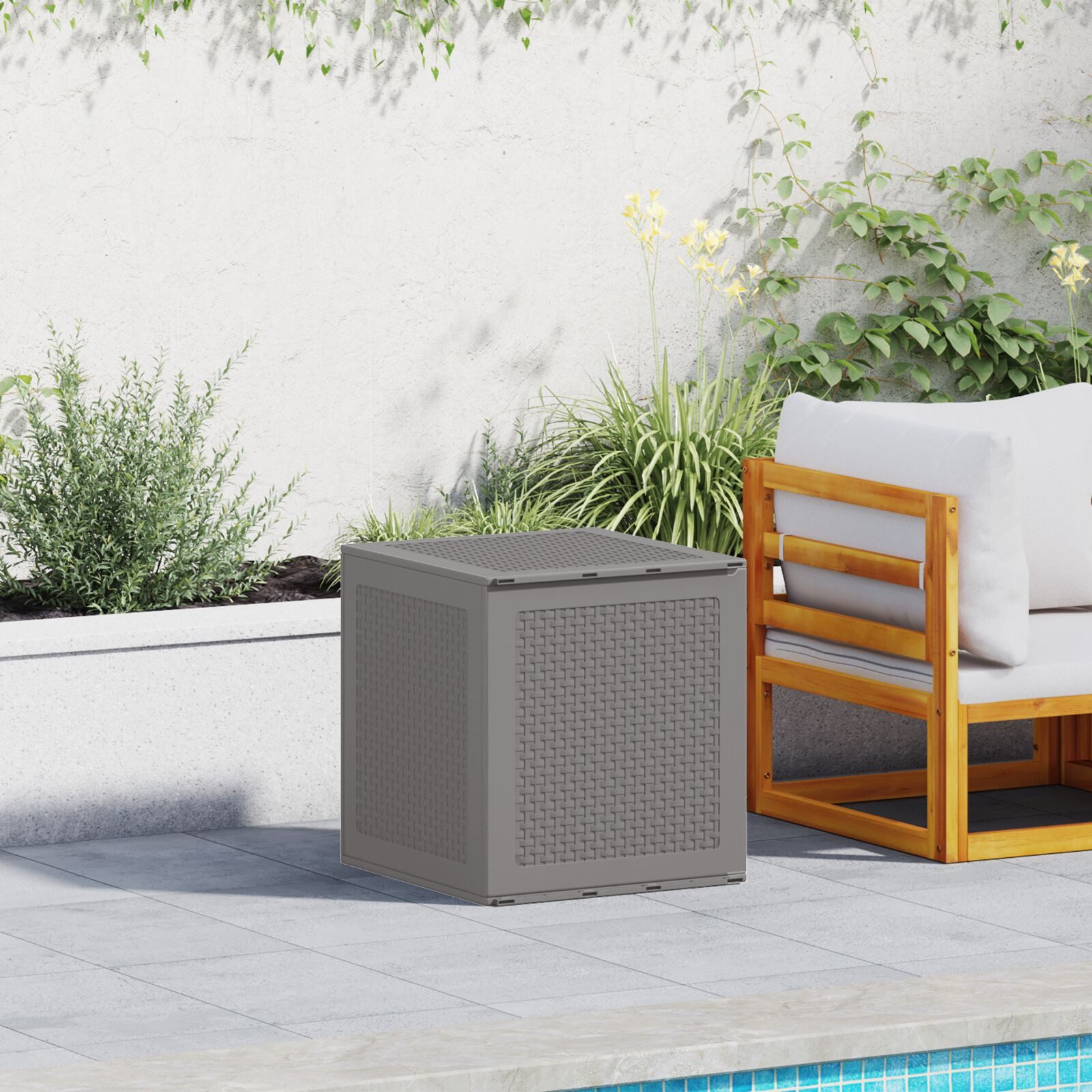 vidaXL Auflagenbox 55 x 53 x 57 cm Garten Aufbewahrungsbox Hellgrau 55x53x57 cm PP