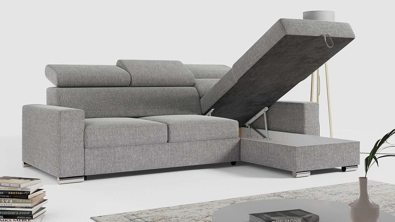 MKS MÖBEL Ecksofa FOX, mit L Schlaffunktion, Wohnlandschaft Couch - - Bettkasten Form
