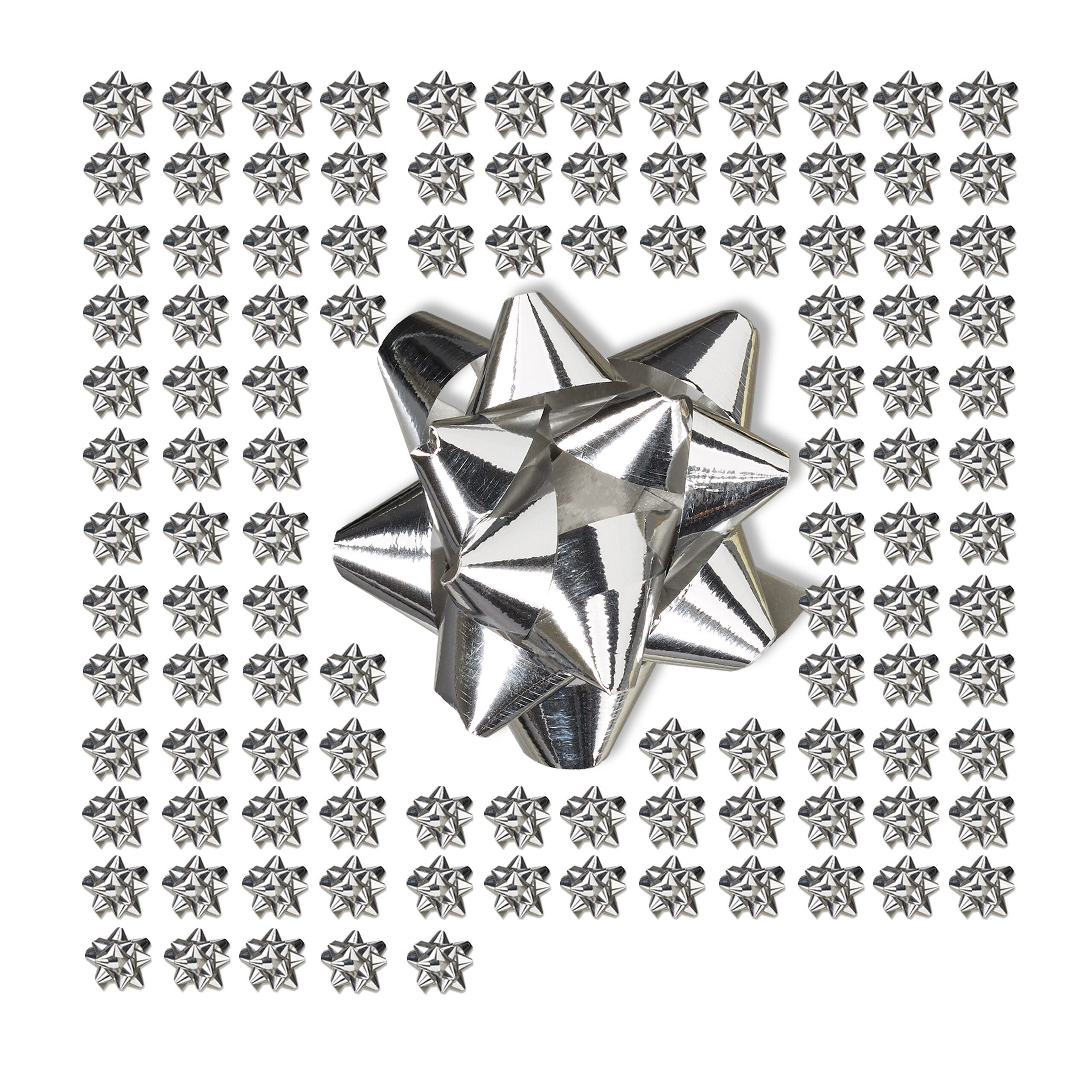 relaxdays Geschenkpapier Kleine Geschenkschleifen 100er-Set, (100St), silber
