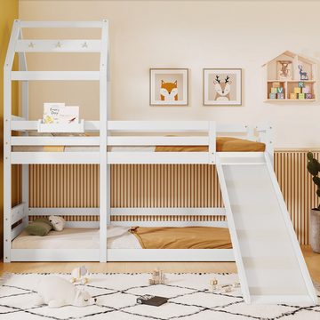 REDOM Etagenbett Kinderbett (Hausbett mit Stauraum unter der Treppe 90x200cm)