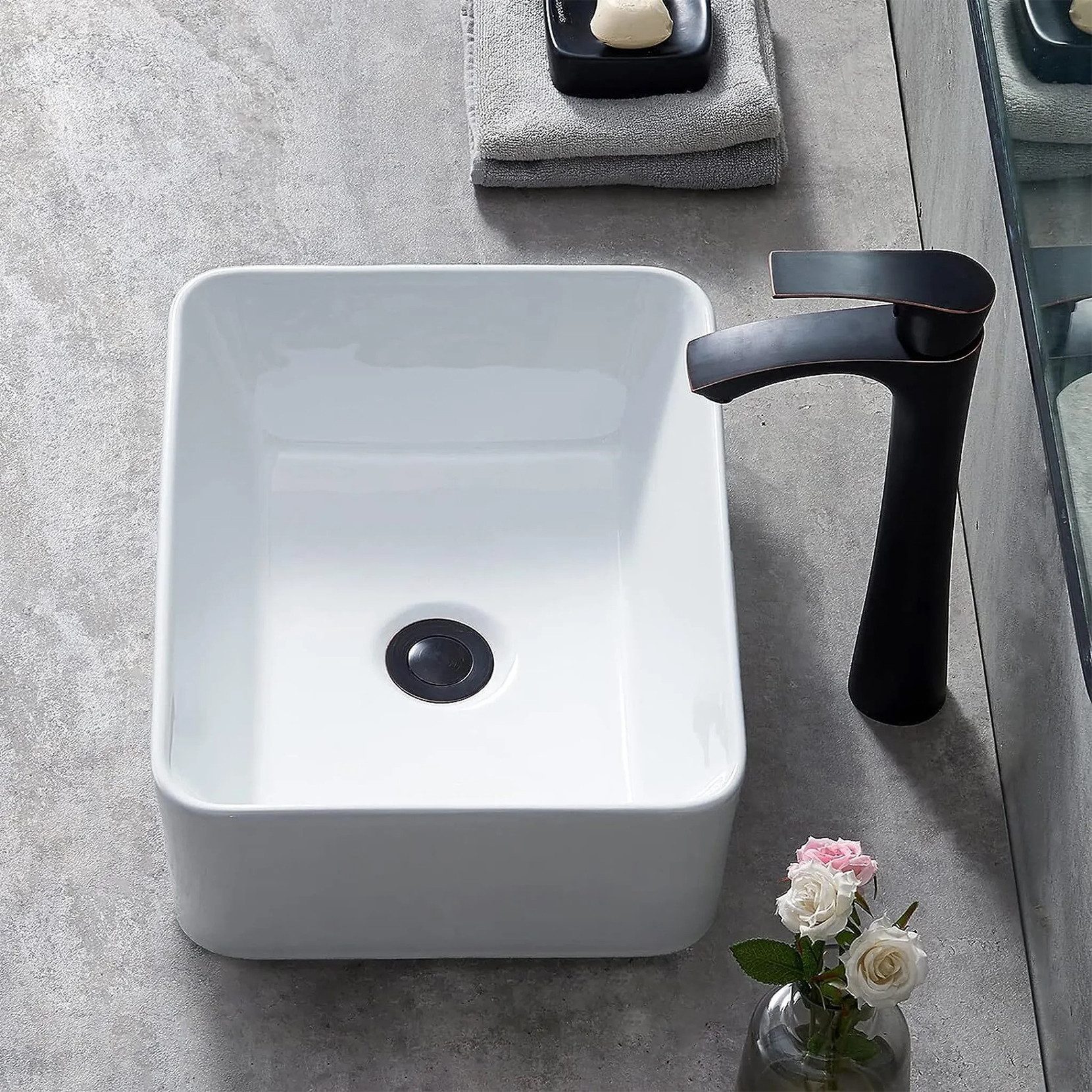 OUNUO Waschbecken Keramik-Waschtisch, rechteckig/oval, für Bäder/Waschräume günstig online kaufen