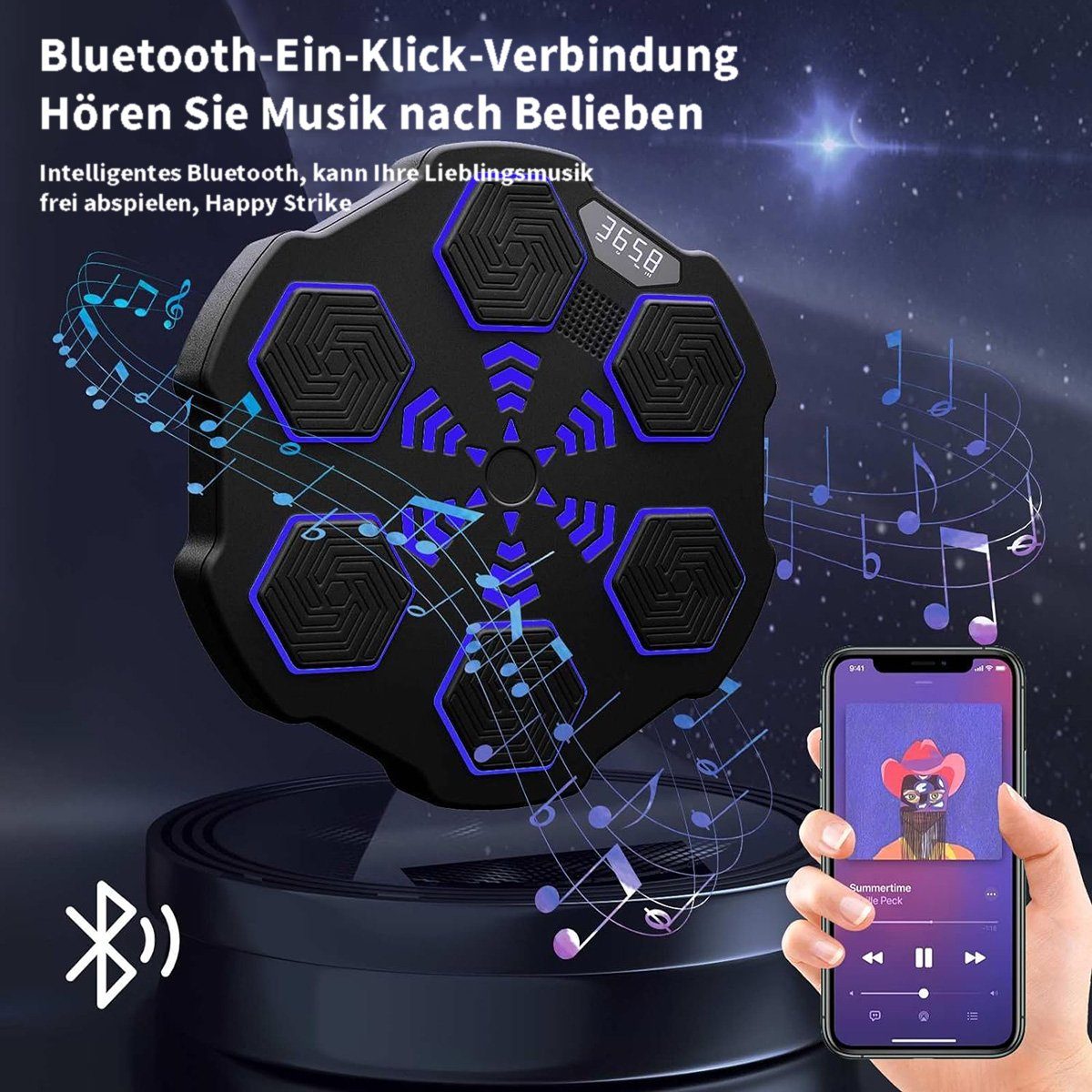 Bluetooth, götäzer Musikboxen, Kalorienzählung Geschwindigkeitsregelung, Boxtrainingsgerät, 1 Intelligentes Sportanzug elektronisches LED-Licht,