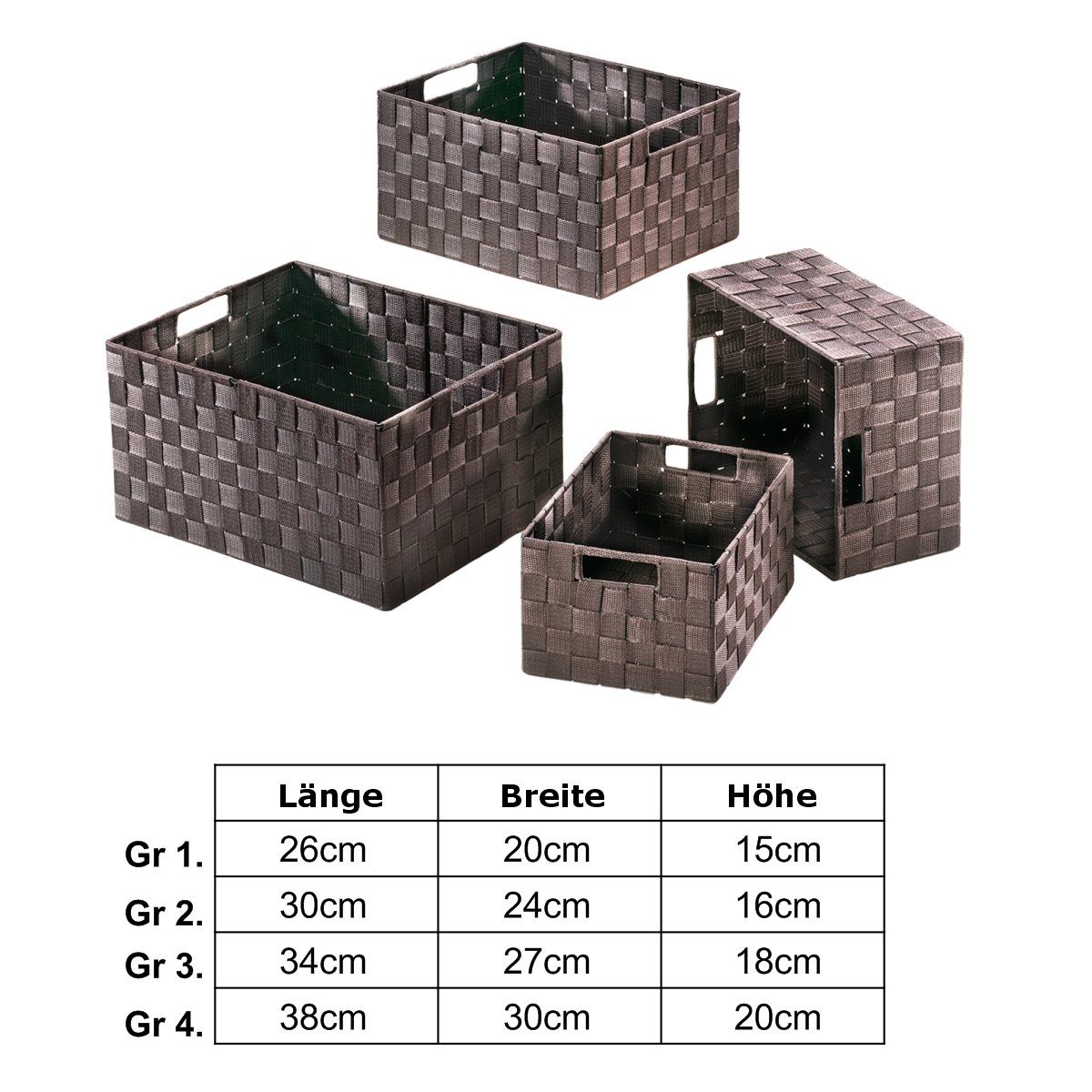 Kobolo geflochten Set aus Nylon Korb 4er Metall auf braun Aufbewahrungskorb