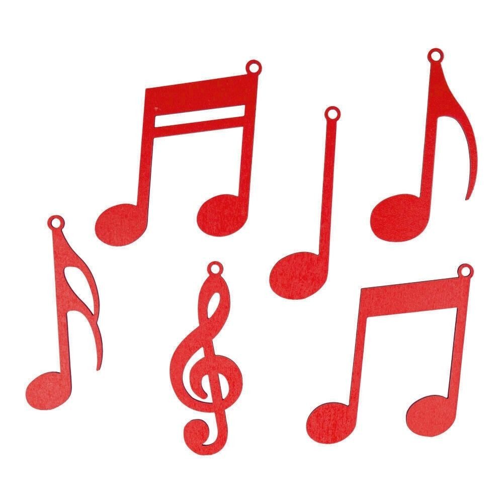 mugesh Weihnachtsbaumkugel Pappelholz Anhänger Notenmix (6er-Set), für Musiker