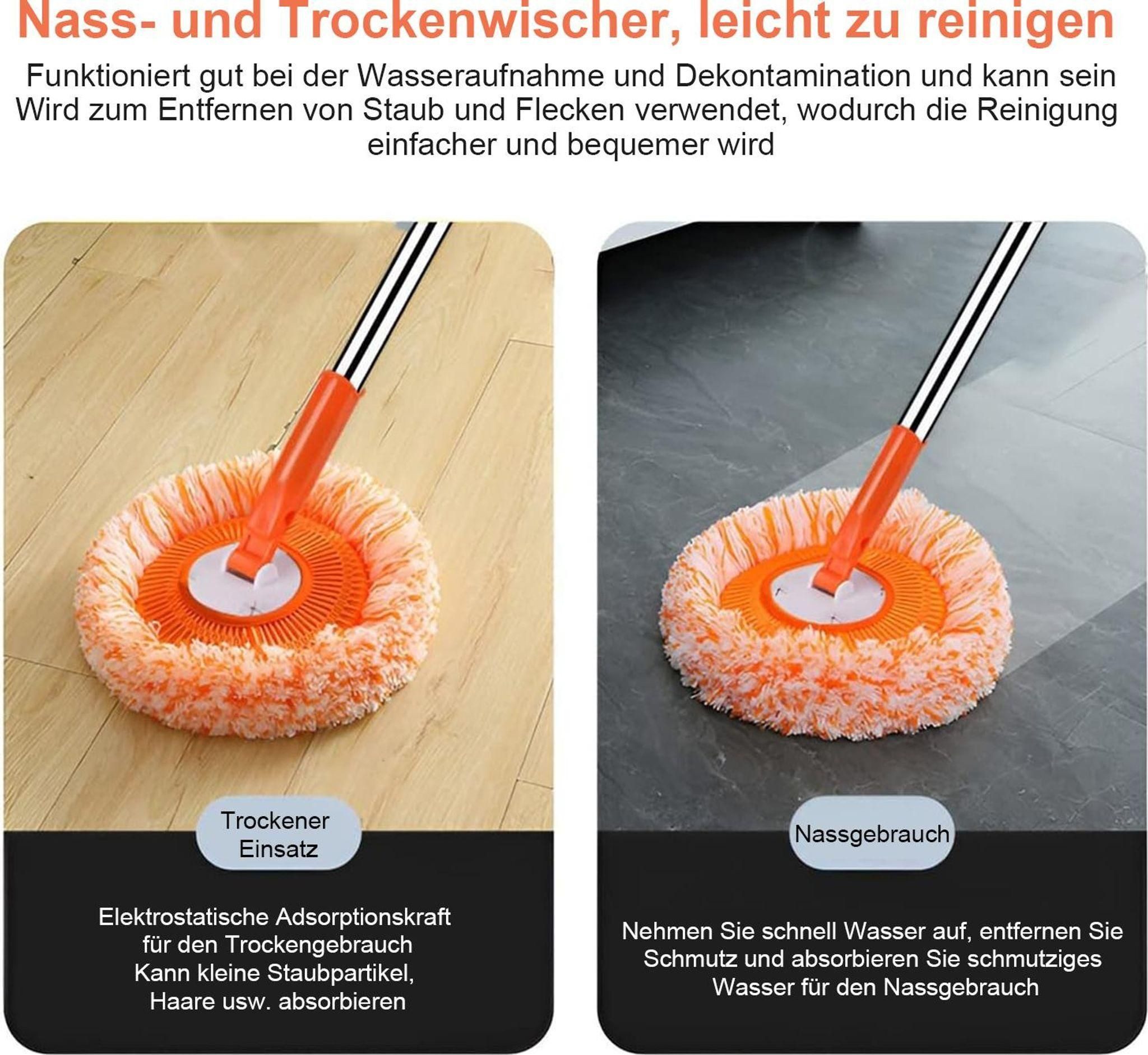 FELIXLEO 360° Wischmopp Set mit 3 Stielen & 3 Mikrofaser Moppköpfen Wischmopp-Ersatzkopf – Bild 4 von 5