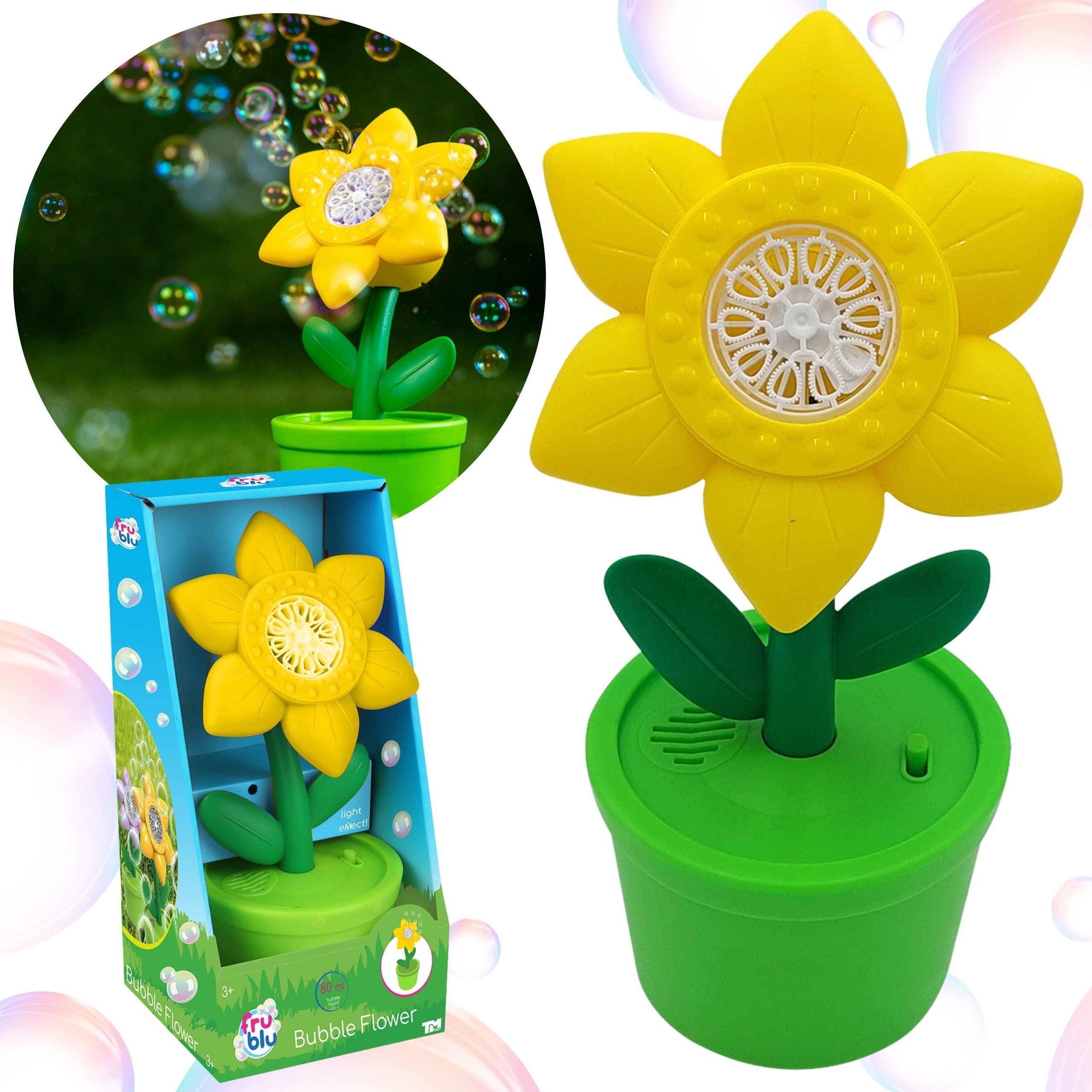 Sarcia.eu Мильні бульбашкиmaschine Мильні бульбашкиmaschine, Мильні бульбашкиblume + Flüssigkeit 80ml, LED Licht