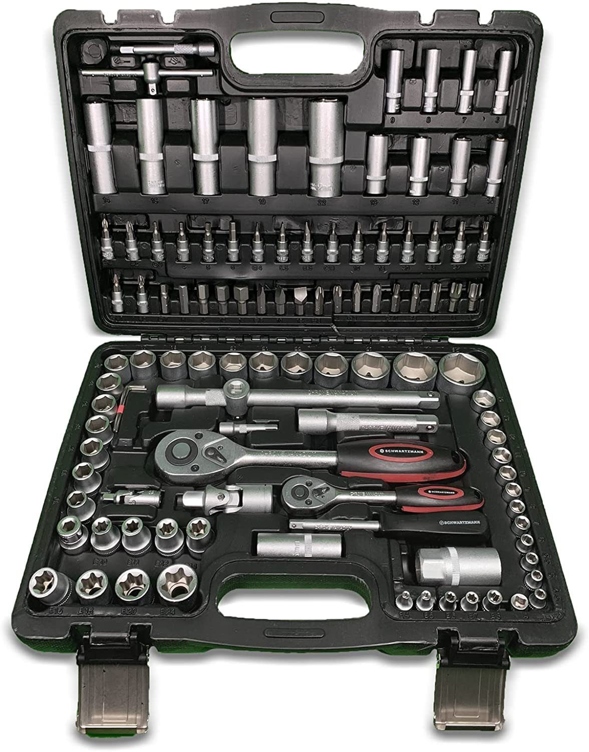 Markenwarenshop-Style Werkzeugkoffer mit 108 Teile Werkzeugset Werkzeugset Schwartzmann