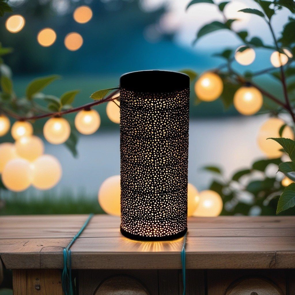 Marrakesch Orient & Mediterran Interior LED Solarleuchte Skandinavische Solarlaterne Feroe handgemacht aus Metall in Grün 30 cm, LED fest integriert, Handarbeit