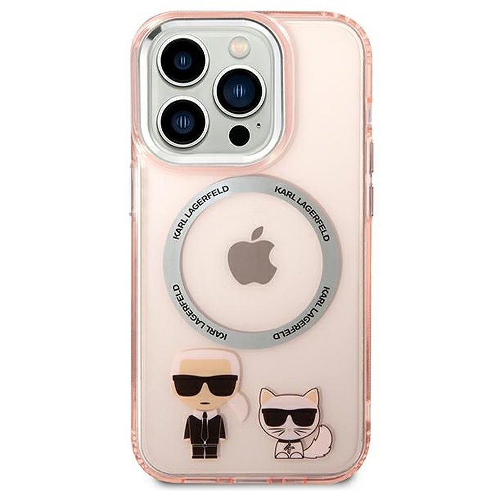 KARL LAGERFELD Handyhülle Schutzhülle Smartphonehülle Handyschale 6,1 Zoll, MagSafe-kompatibel, transparent, Karl & Choupette