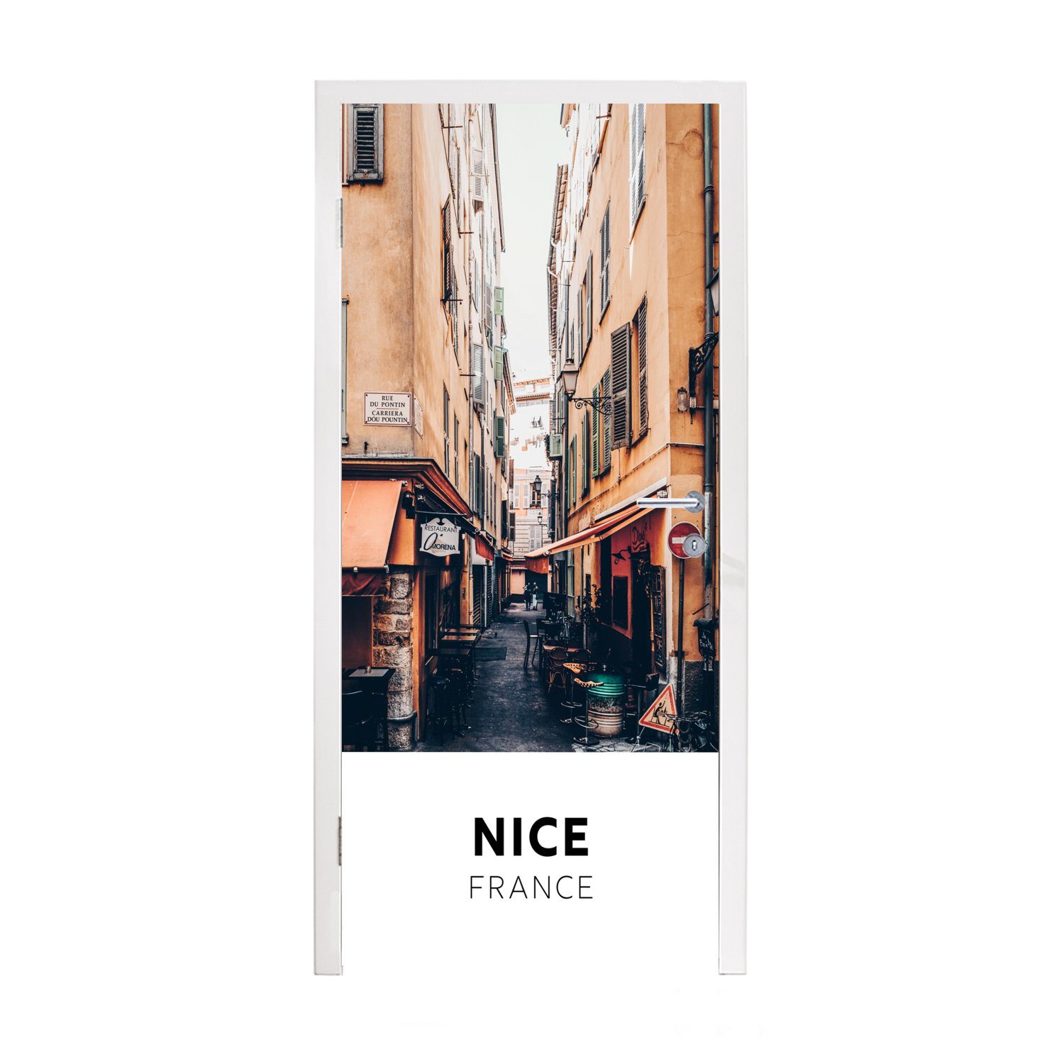 MuchoWow Türtapete Nizza - Frankreich cm bedruckt, für - St), 75x205 Matt, Türaufkleber, Fototapete (1 Tür, Straße