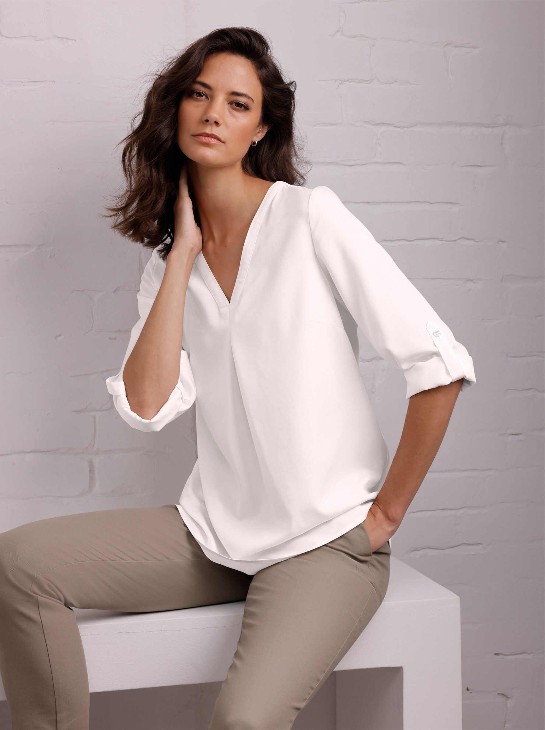 creation L Klassische Bluse Modal-Bluse Langarm