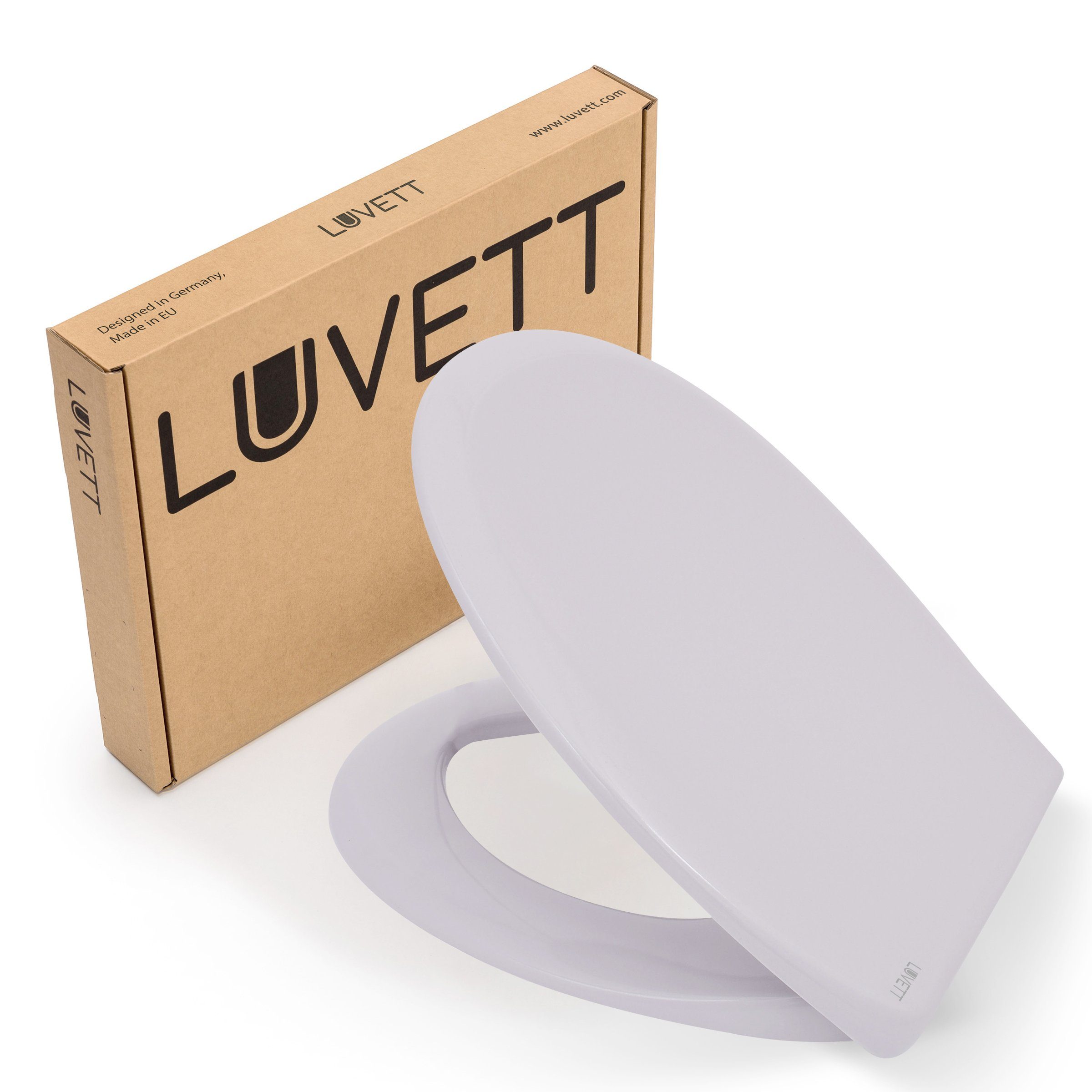 LUVETT WC-Sitz Premium C770 mit Absenkautomatik, Duroplast sanitär, O-Form (Inklusive 3 Befestigungsarten), mit Original SoftClose® Absenkautomatik, Duroplast