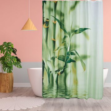 relaxdays Duschvorhang Duschvorhang Bambus in Grün Breite 180 cm