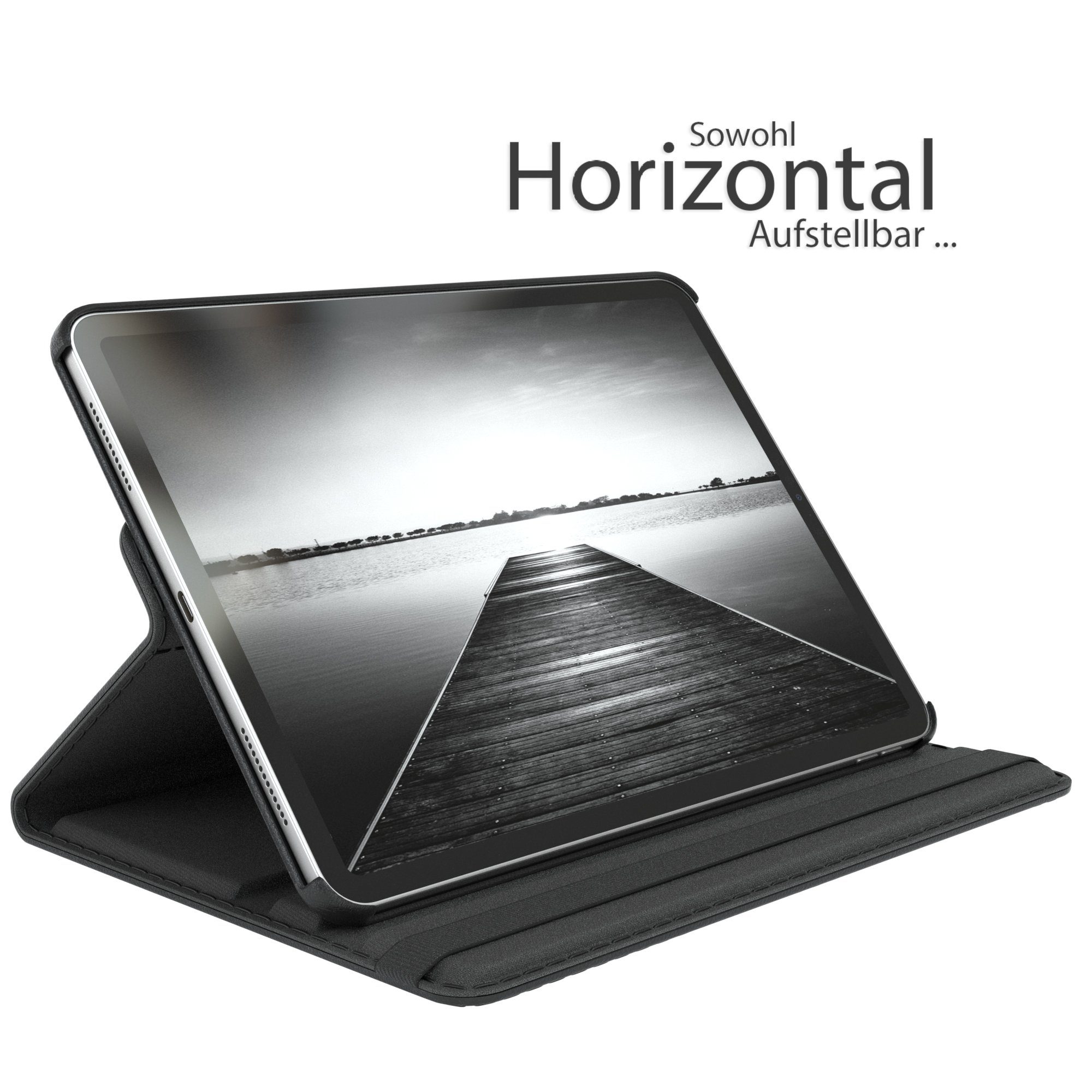 EAZY CASE Tablet-Hülle Rotation Case für Apple iPad Pro 1. Gen. (2018) 11 Zoll, Hülle 360° drehbar mit Standfunktion Etui Anti-Kratz Tasche Schwarz