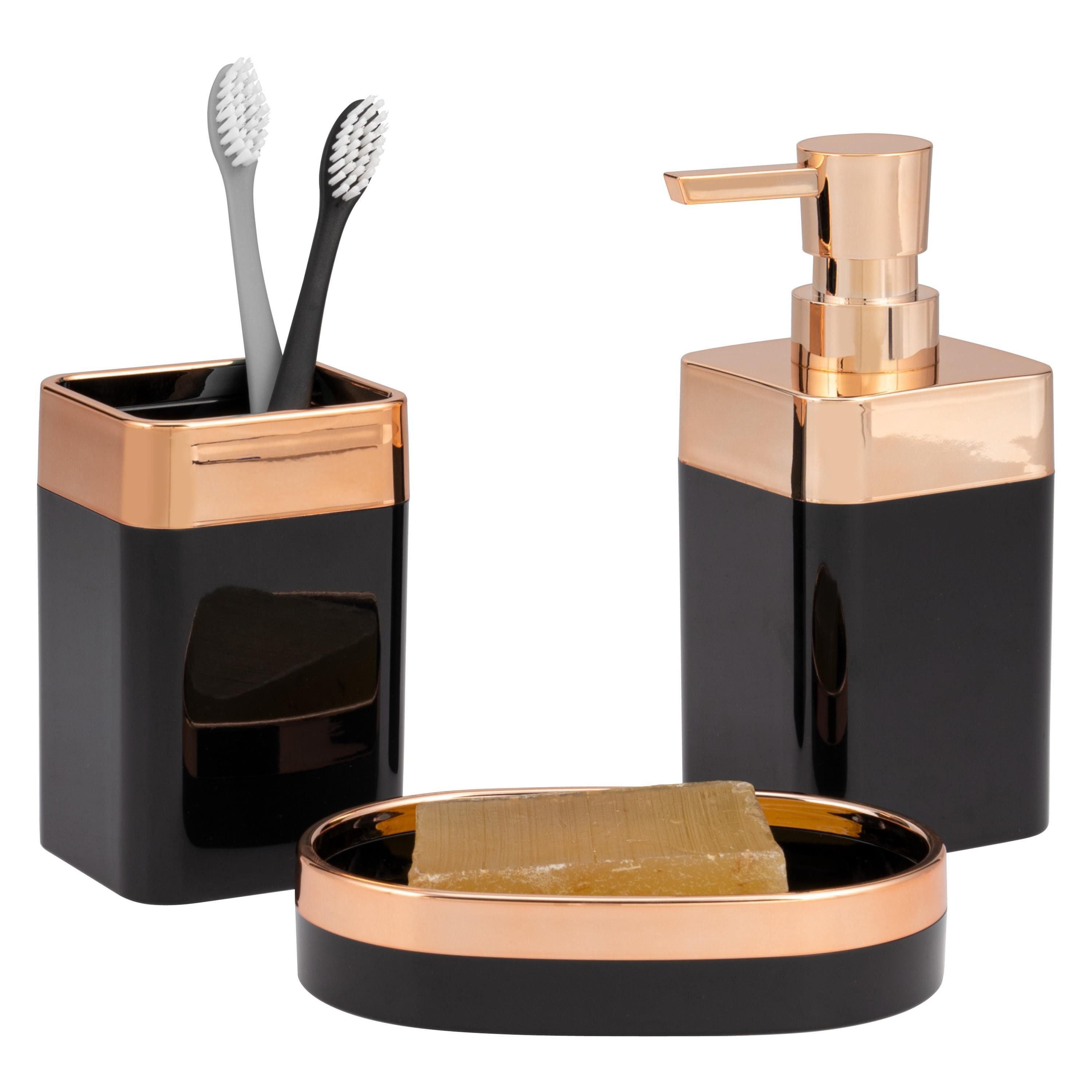bremermann Badaccessoire-Set Badezimmer-Set 3-tlg. SAVONA, Kunststoff, Badezimmer-Zubehör-Set, 3 tlg.
